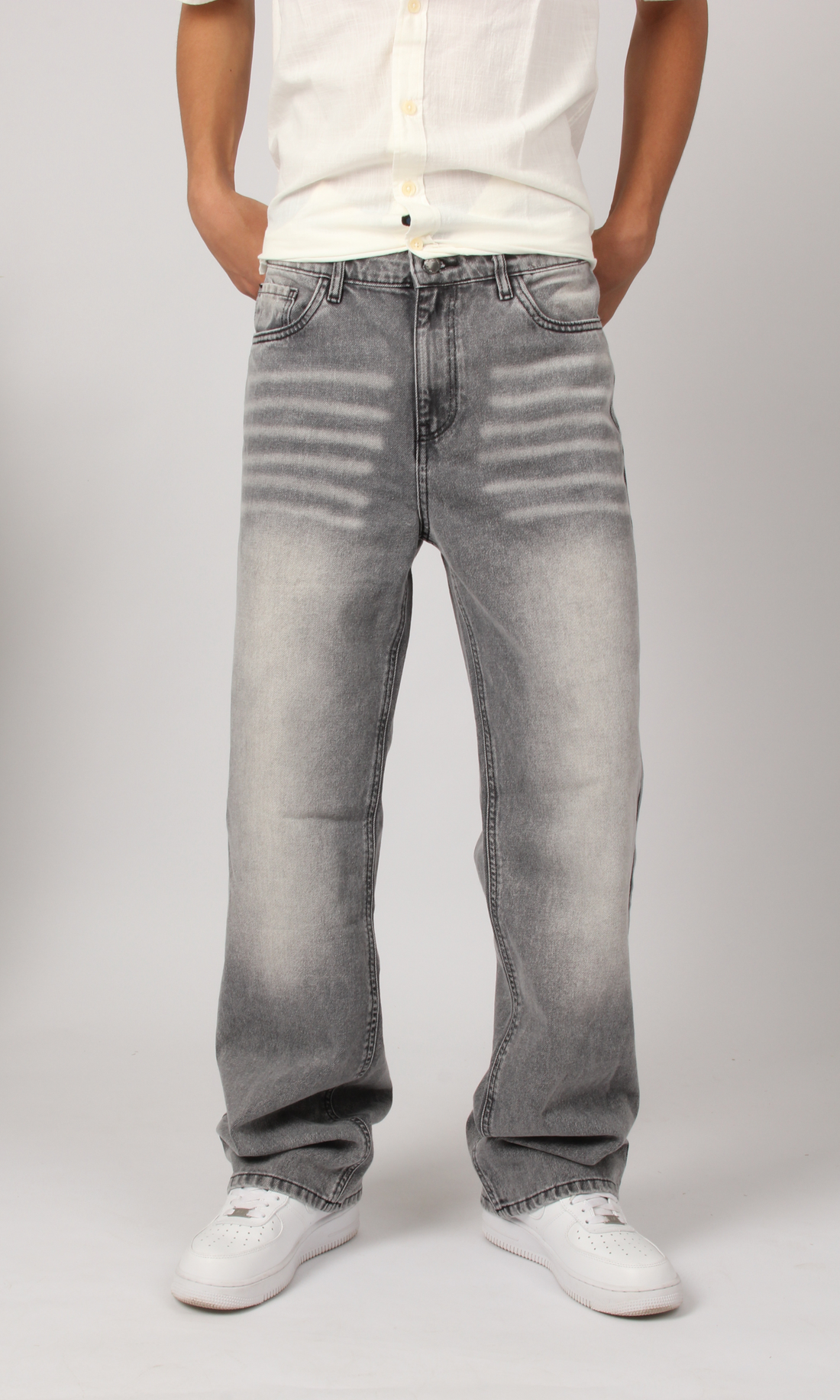 Men Wide Leg Jeans (Grey)