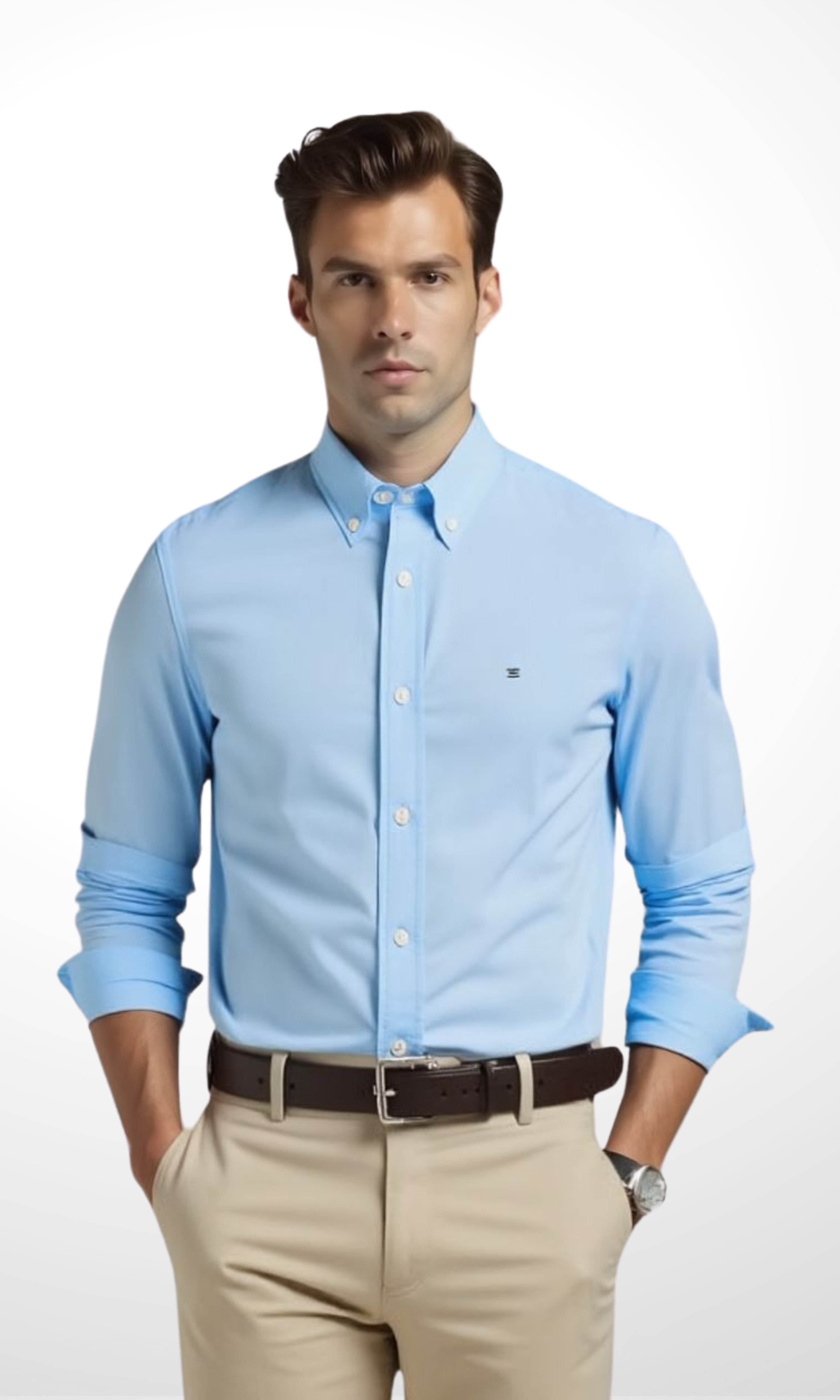 Men Slim Fit Oxford Shirt TH (Baby Blue)