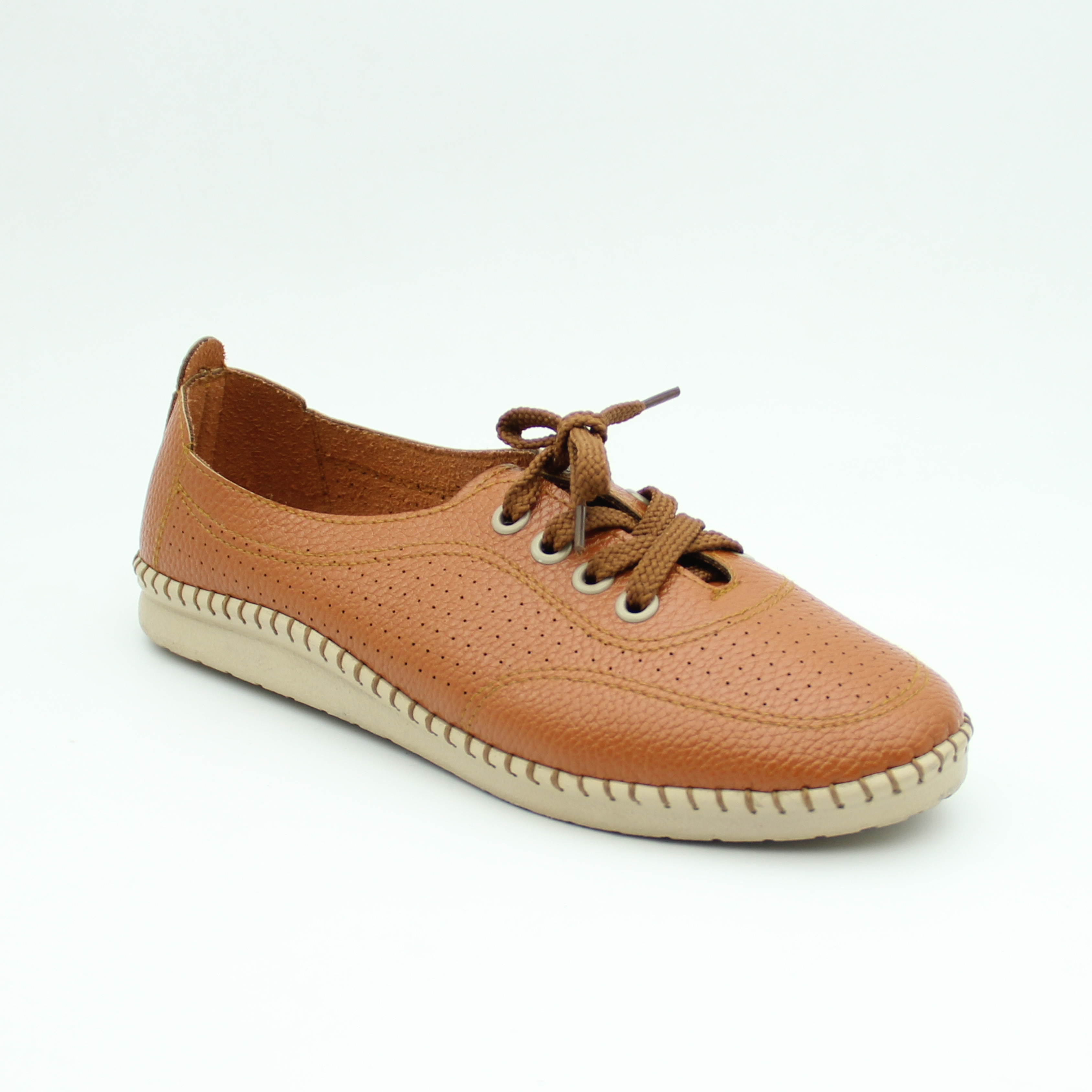 Women leather ladies lotus Shoes (Brown)