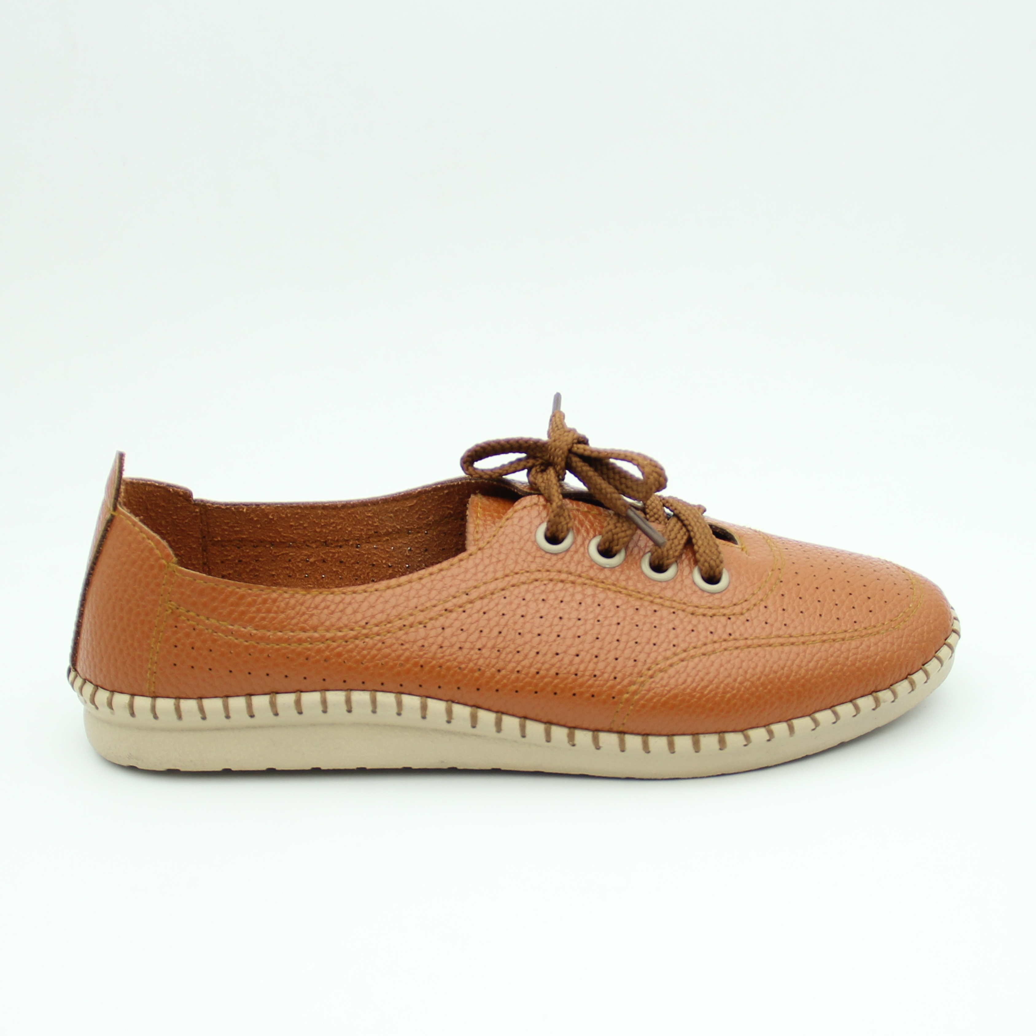 Women leather ladies lotus Shoes (Brown)