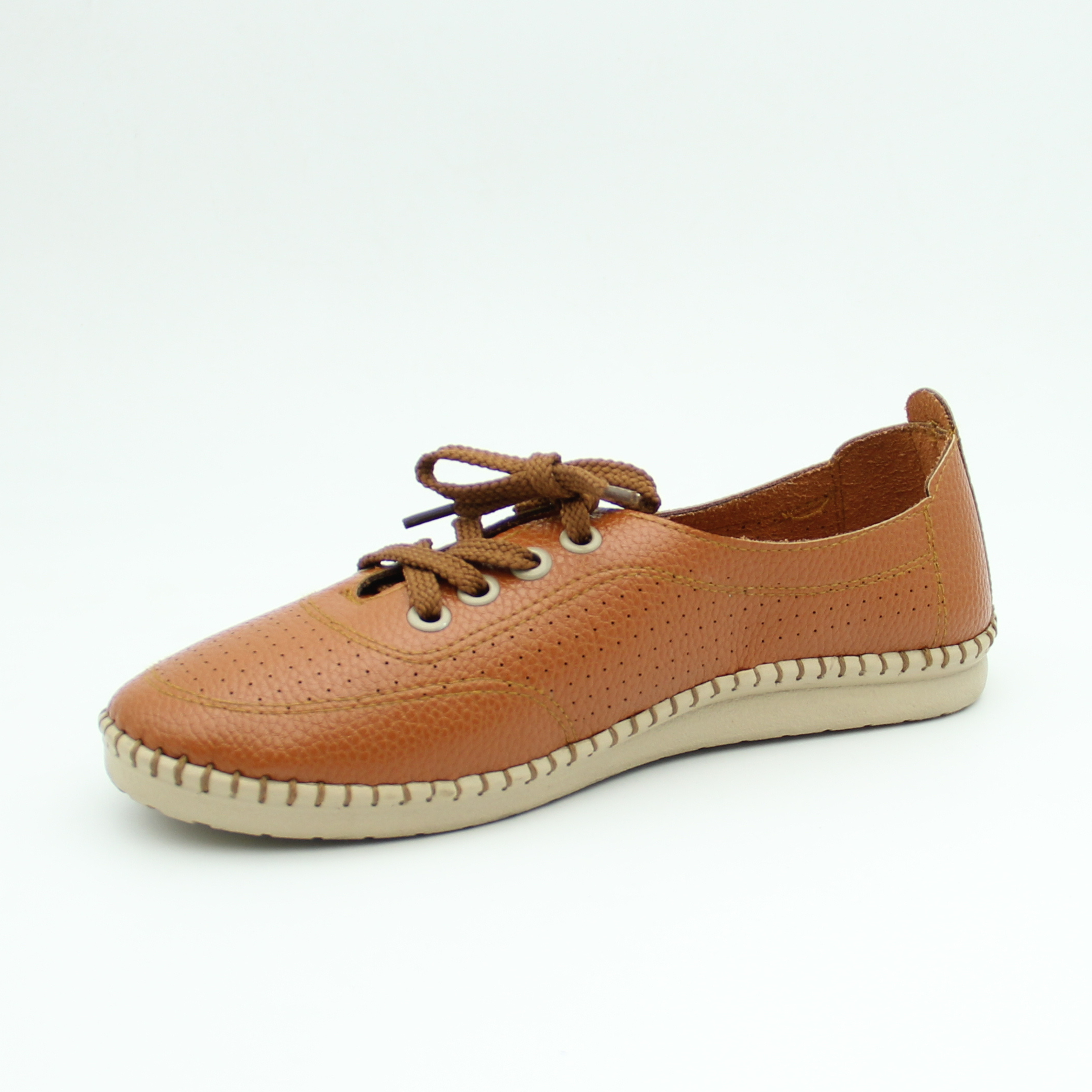 Women leather ladies lotus Shoes (Brown)
