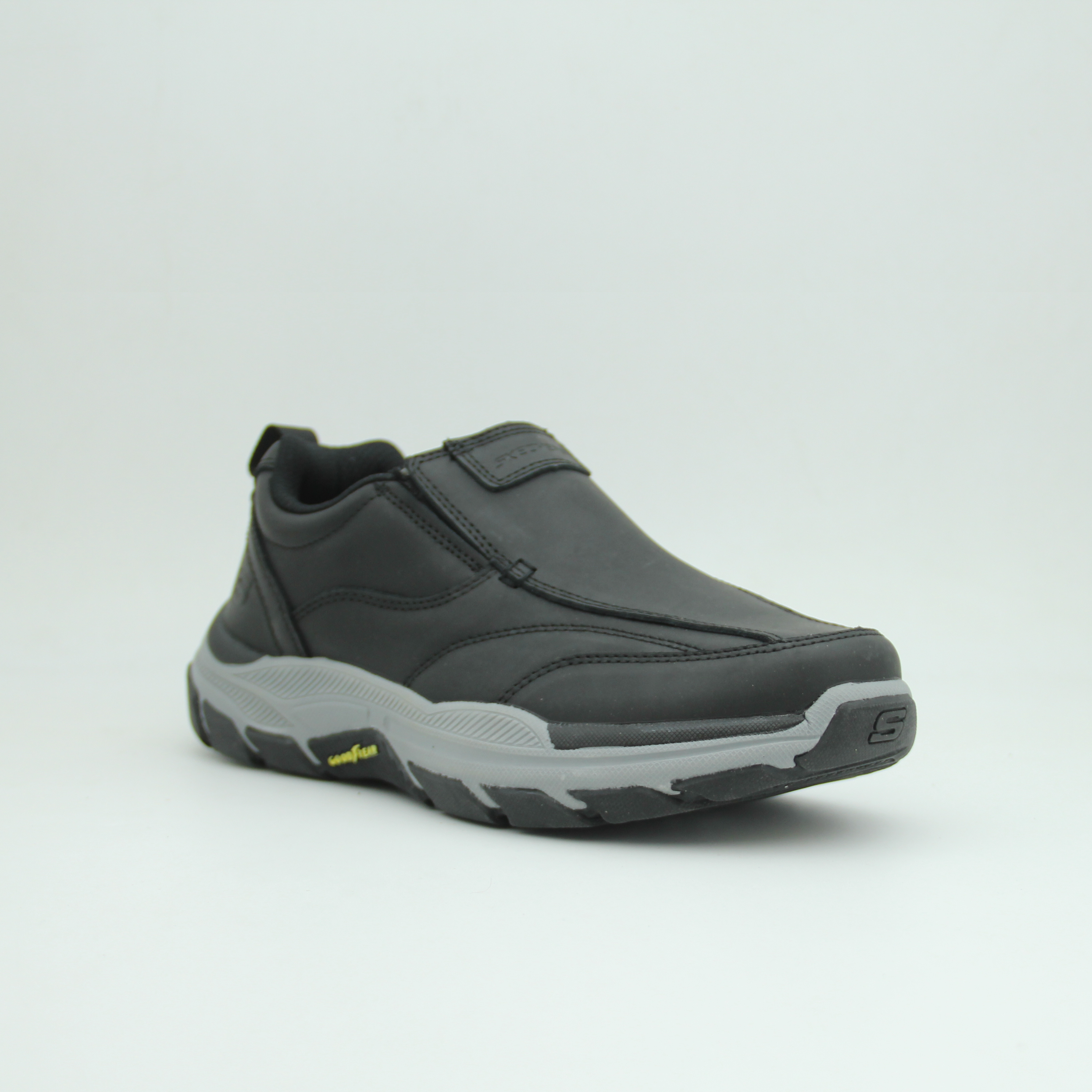Men Skechers Goodyear Leather Slip-On (Black)