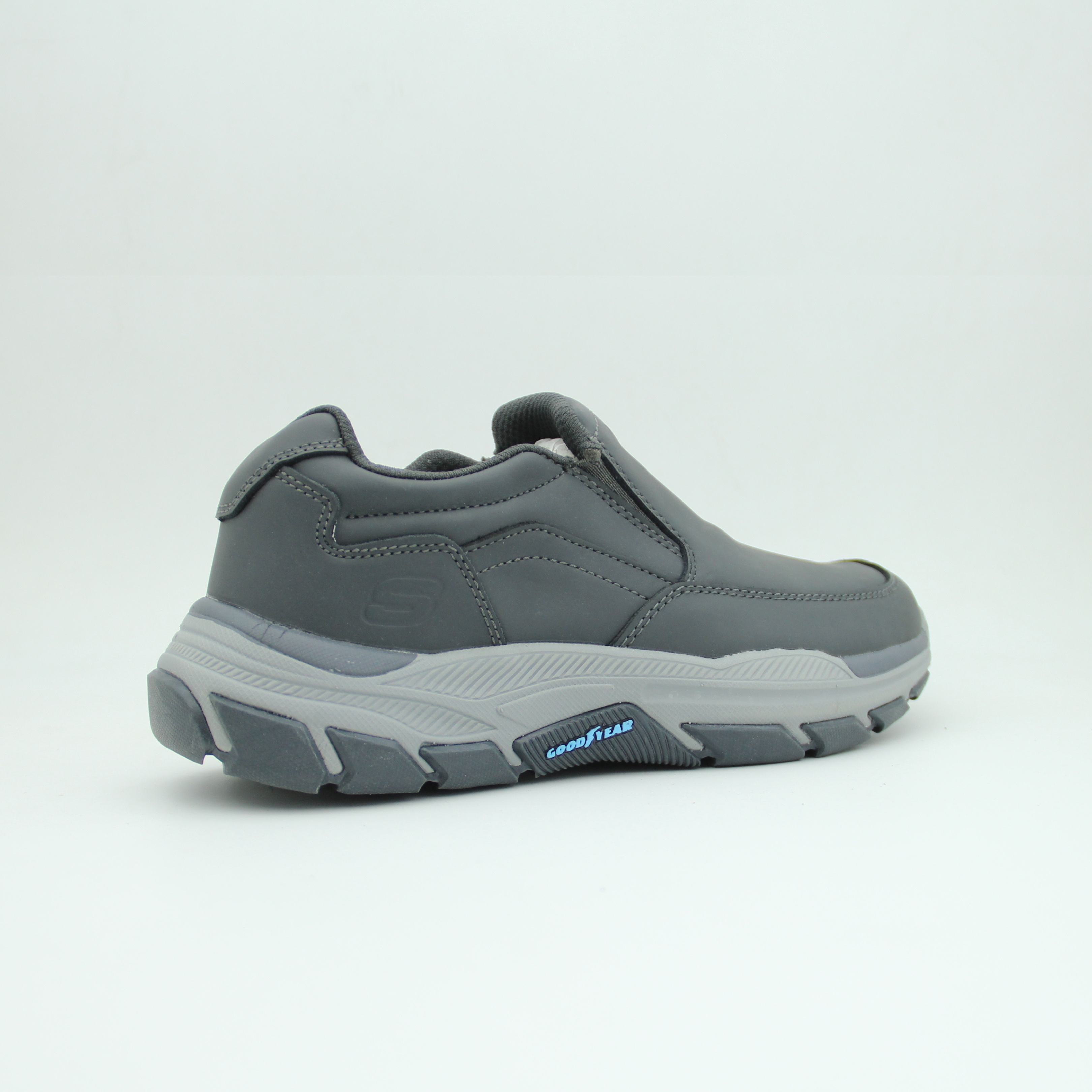 Men Skechers Goodyear Leather Slip-On (Grey)