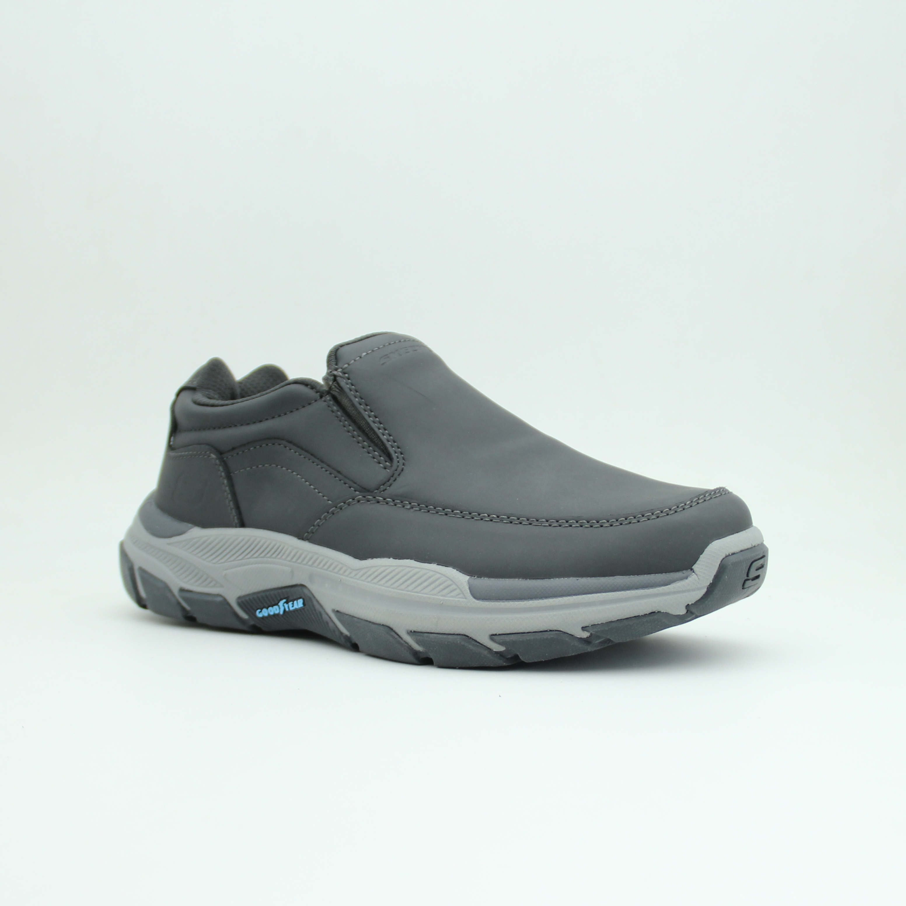 Men Skechers Goodyear Leather Slip-On (Grey)