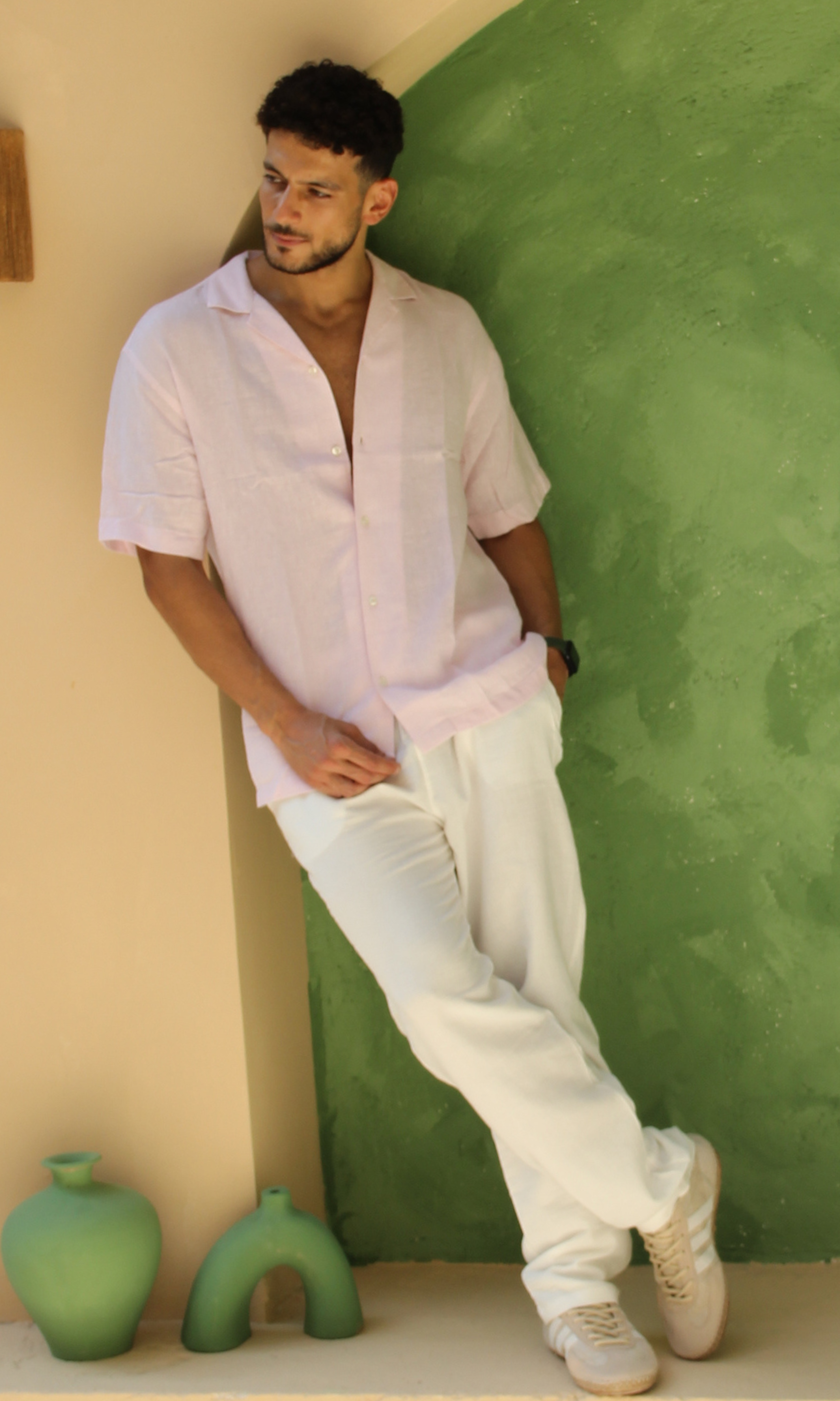 Men Regular Fit Texture Shirt (Pink)