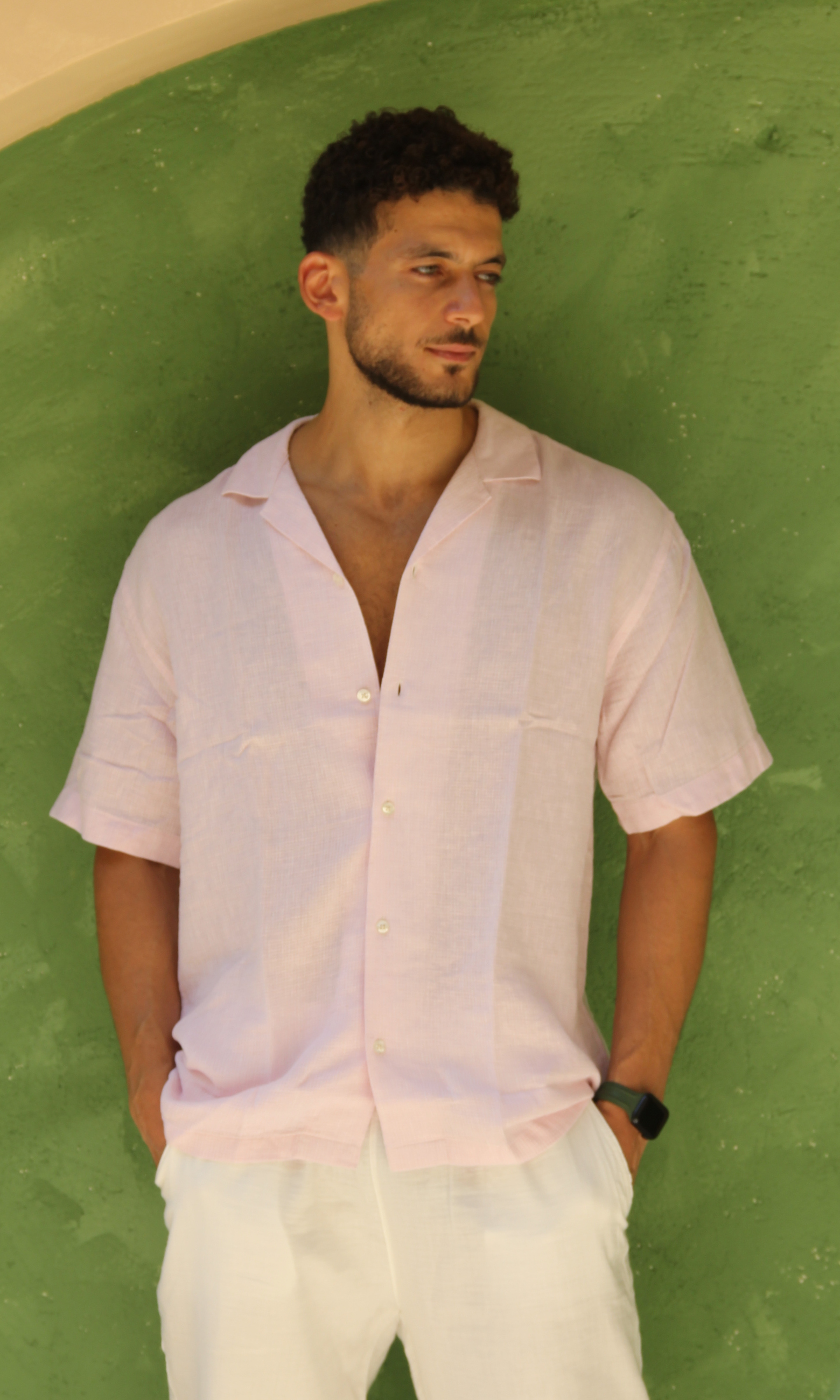 Men Regular Fit Texture Shirt (Pink)