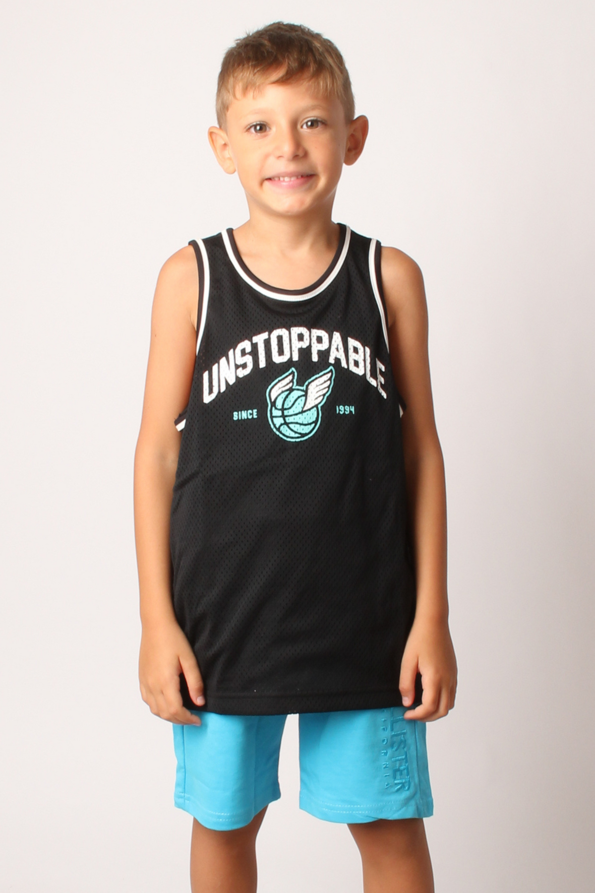 Kids Graphic Mesh Performance Tank Top (Black)