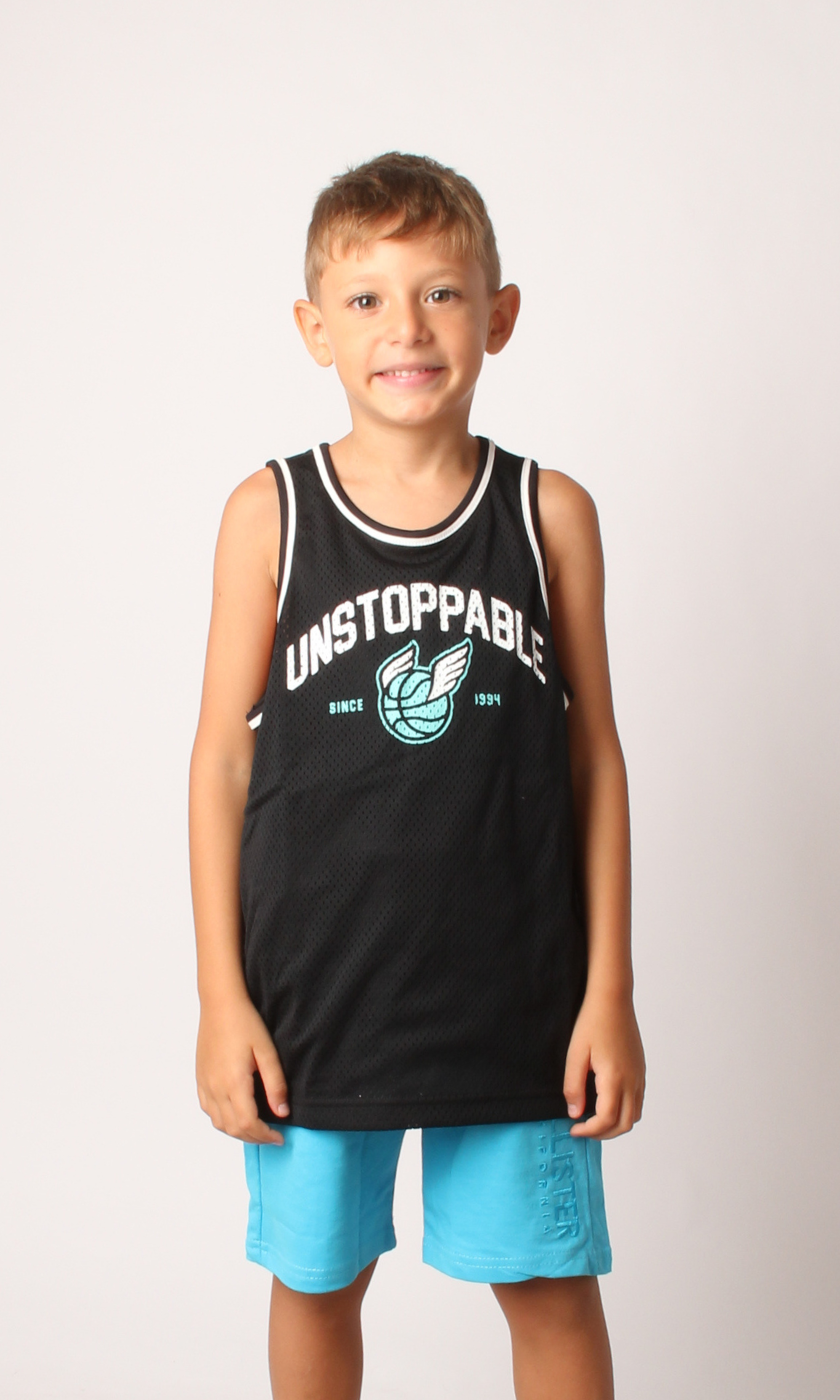 Kids Graphic Mesh Performance Tank Top (Black)