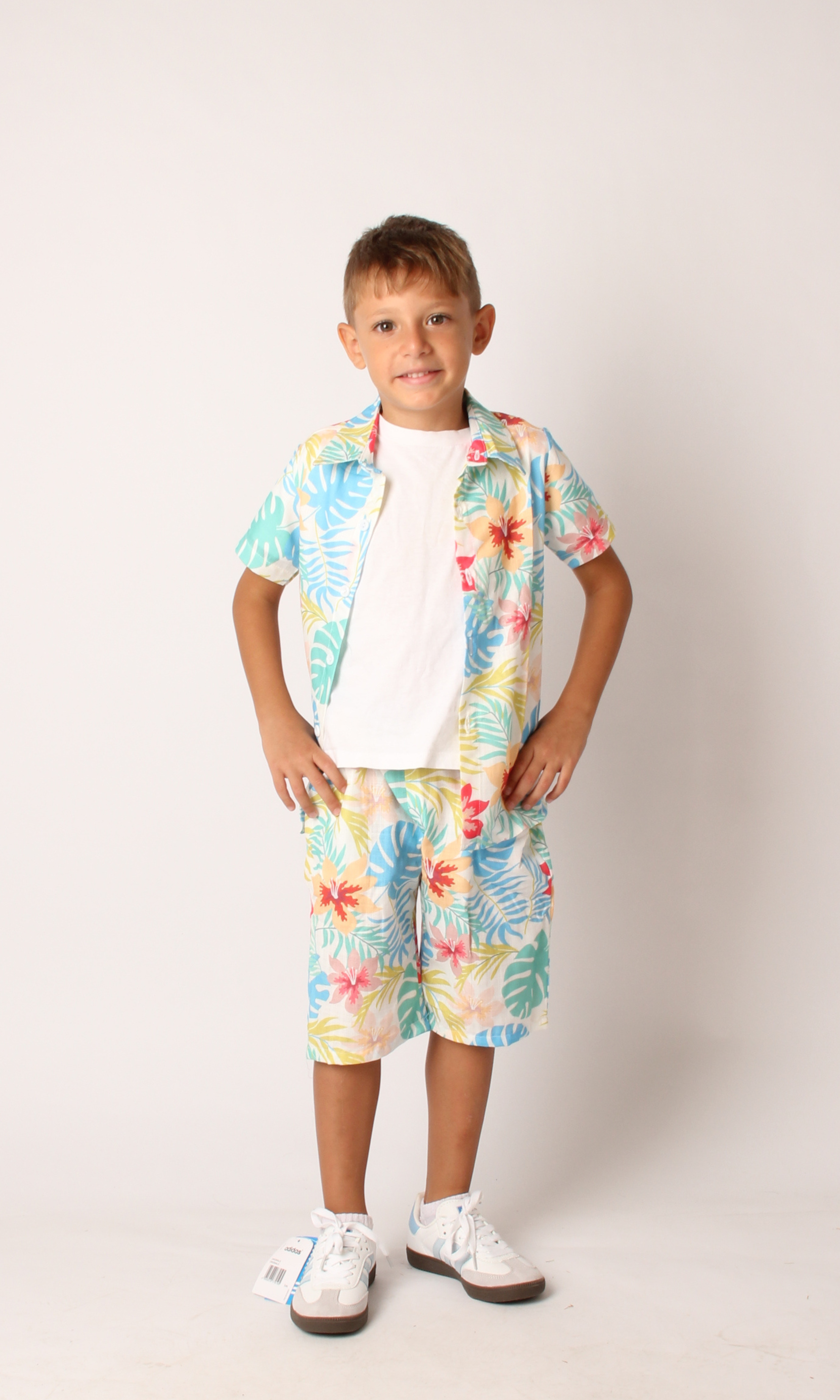 Kids Linen Shorts Sets 2 Piece (Hawaiian)