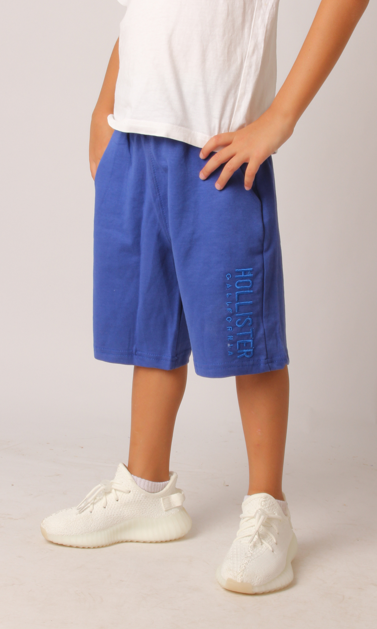 Boys summer cotton shorts in grey, product photo
