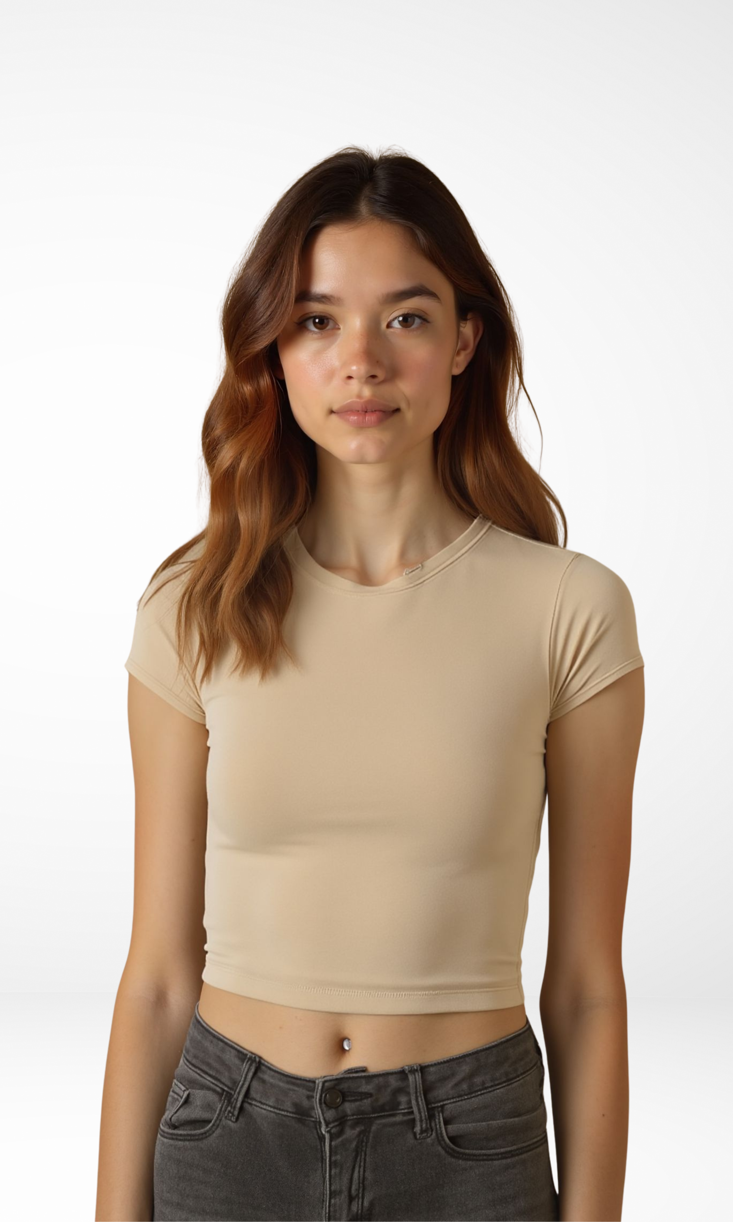 NUT Plain Women Crop Top Short Sleeve