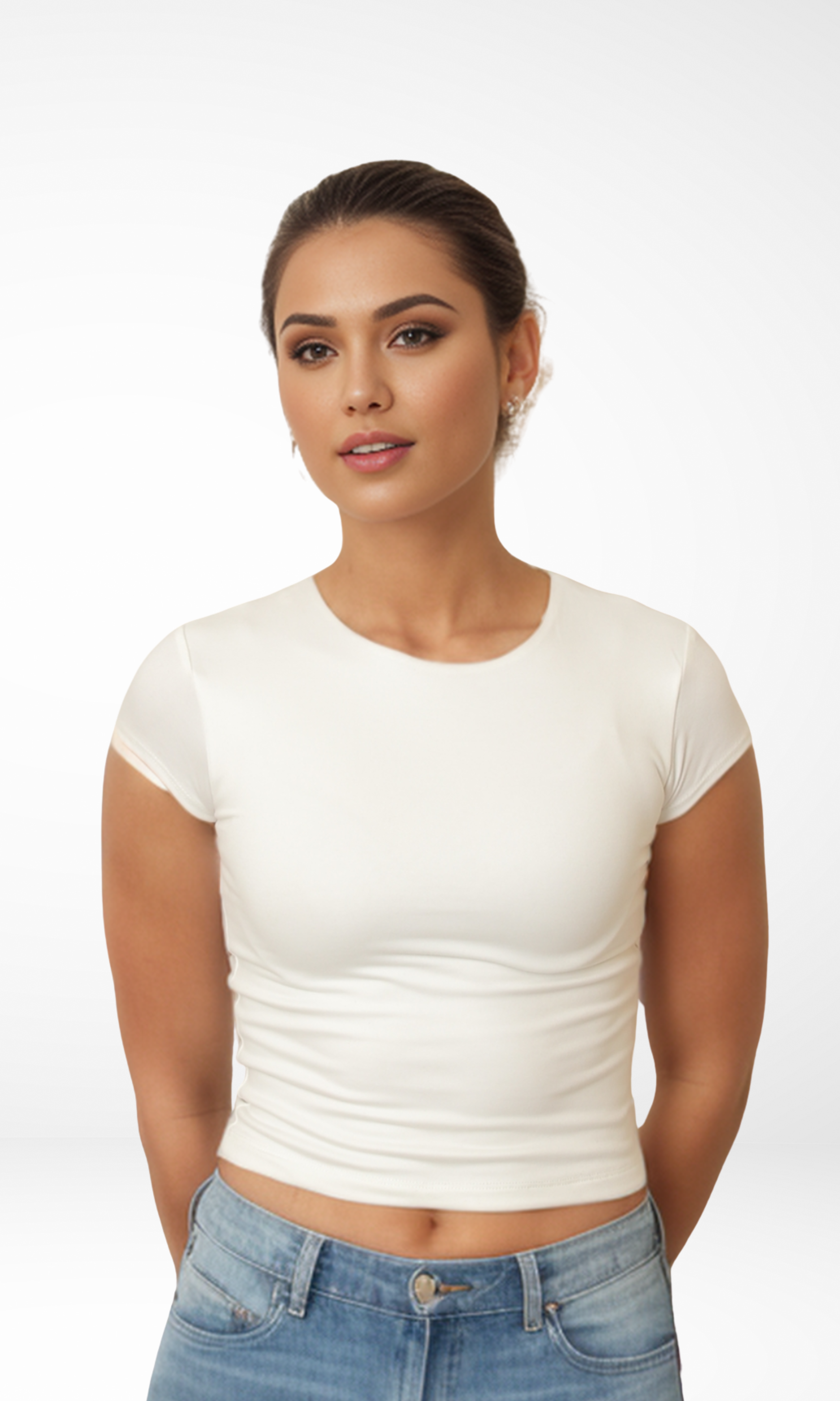 NUT Plain Women Crop Top Short Sleeve