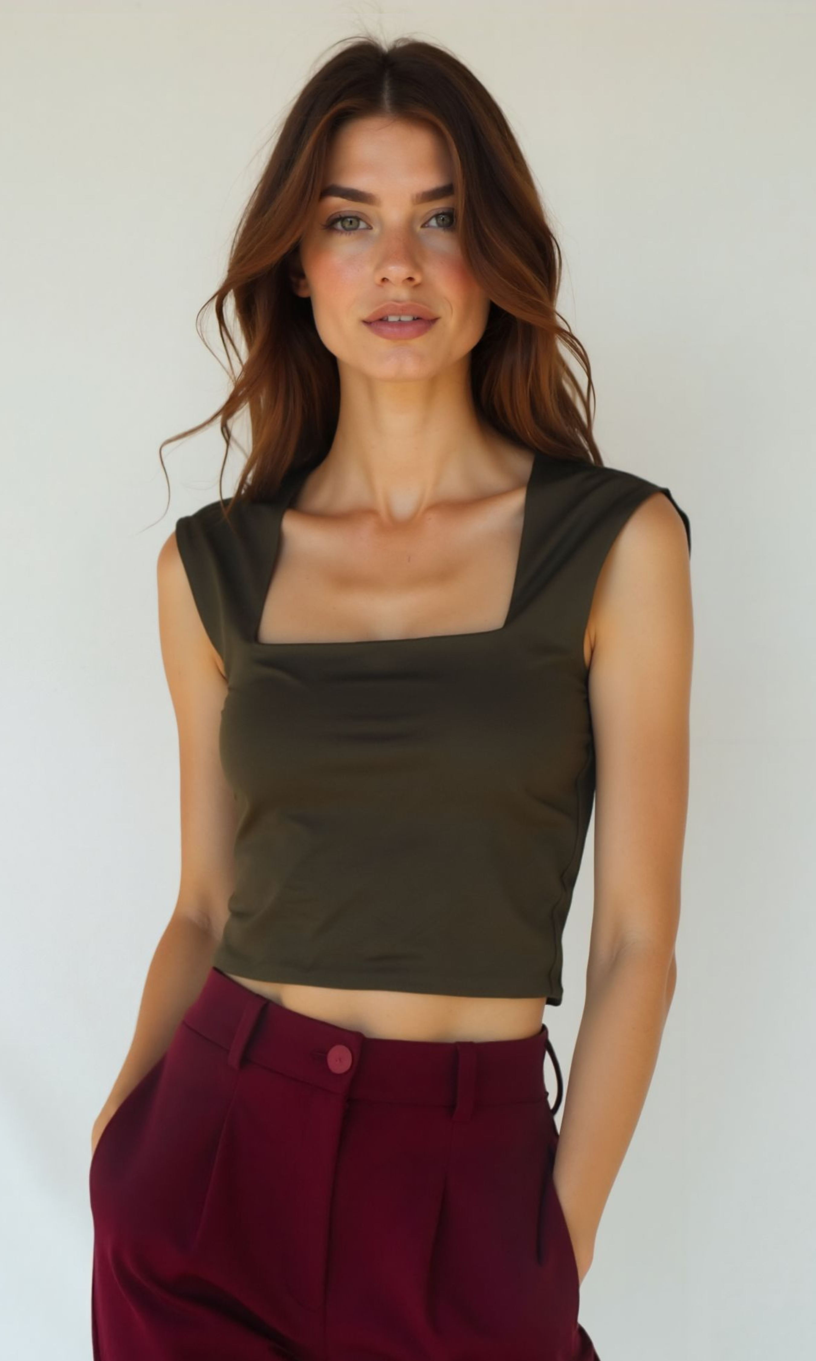 NUT Plain Women Square Neck Tank Tops