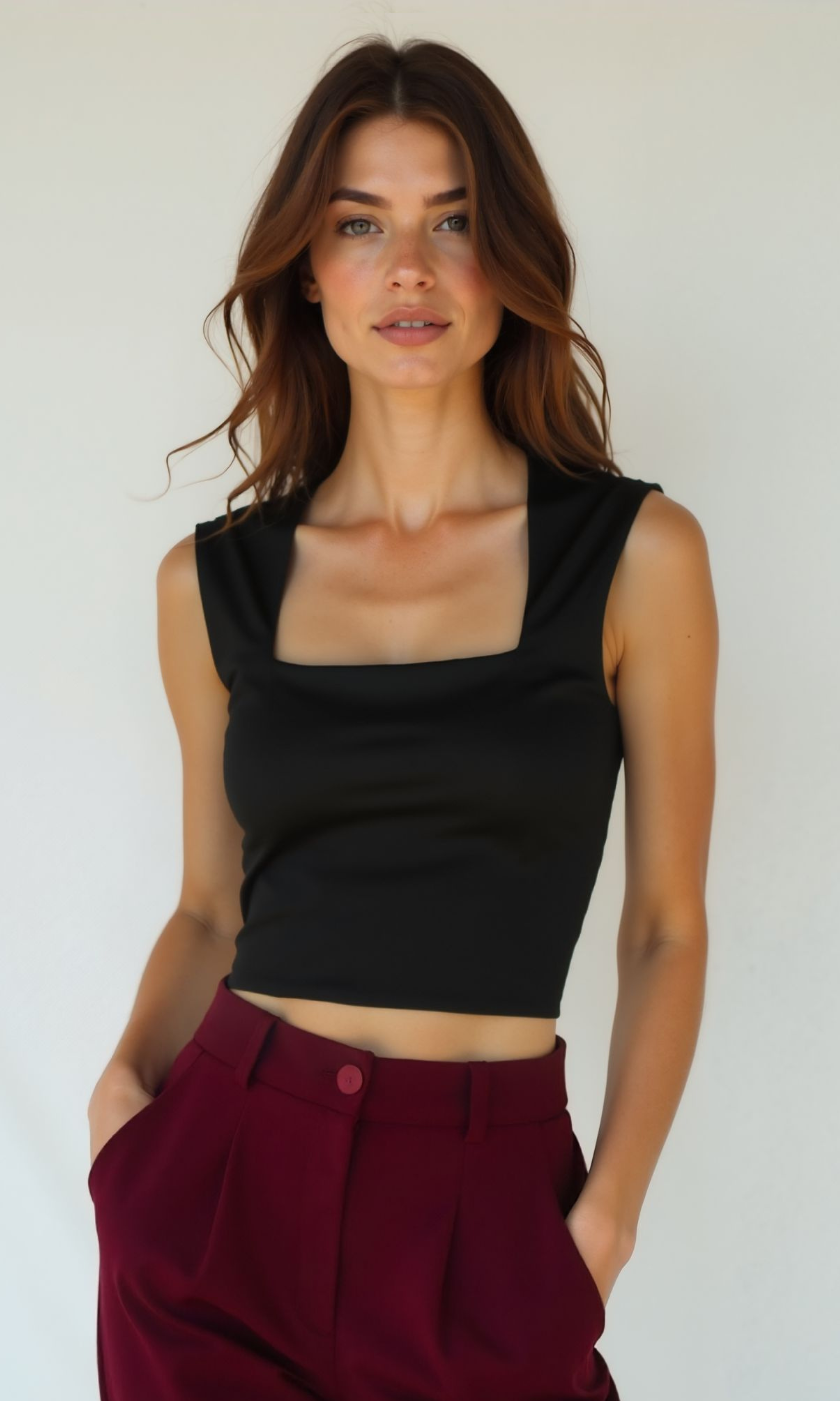 NUT Plain Women Square Neck Tank Tops