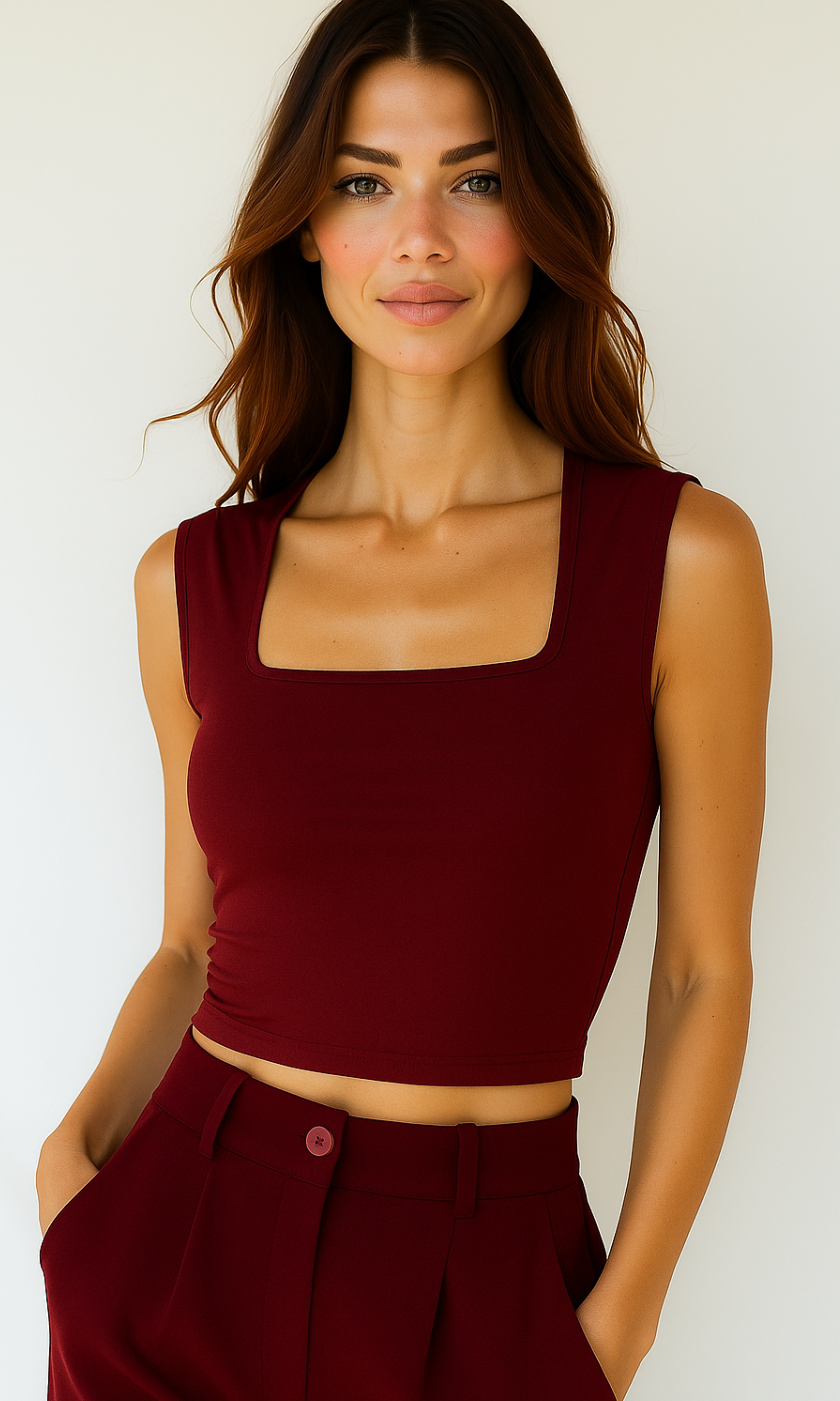 NUT Plain Women Square Neck Tank Tops