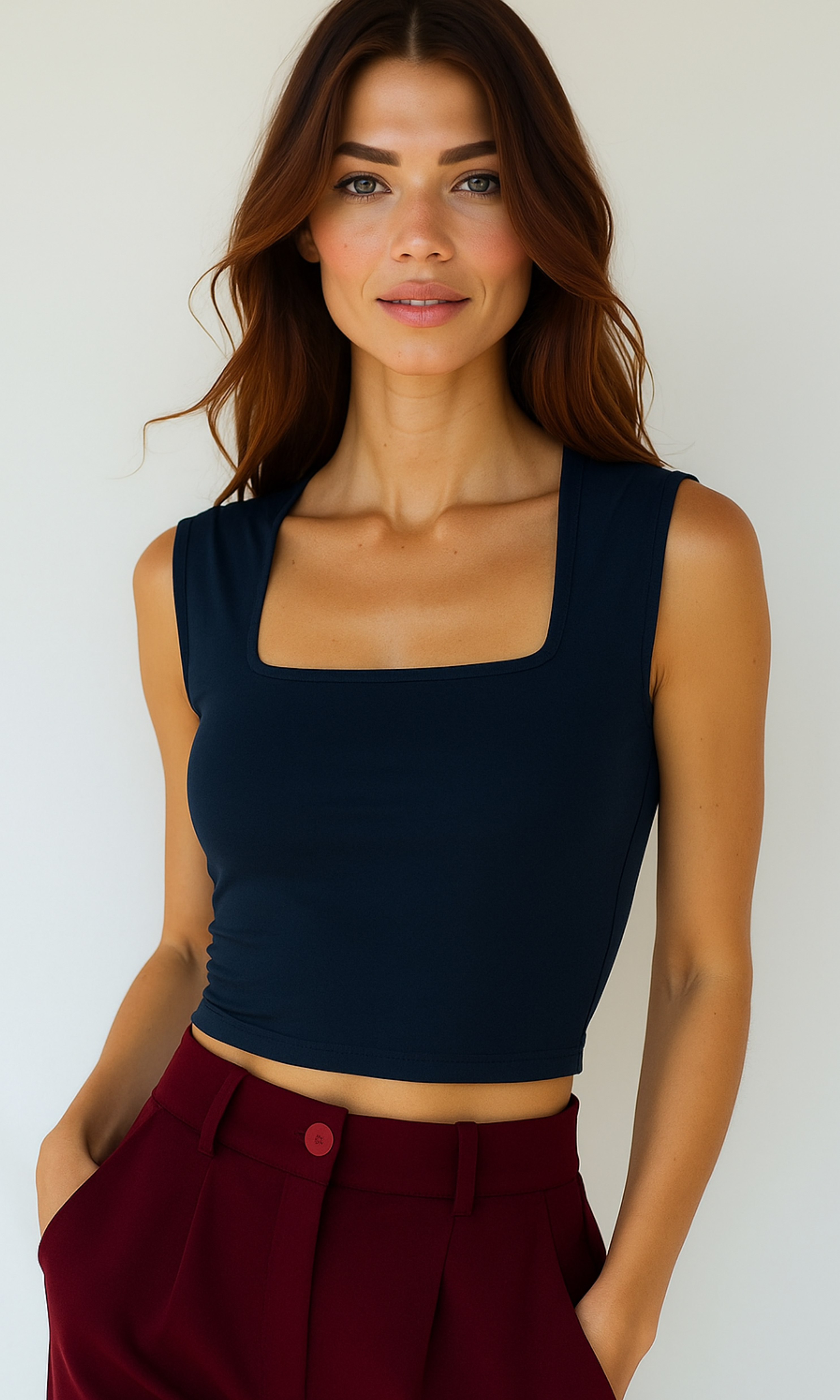 NUT Plain Women Square Neck Tank Tops