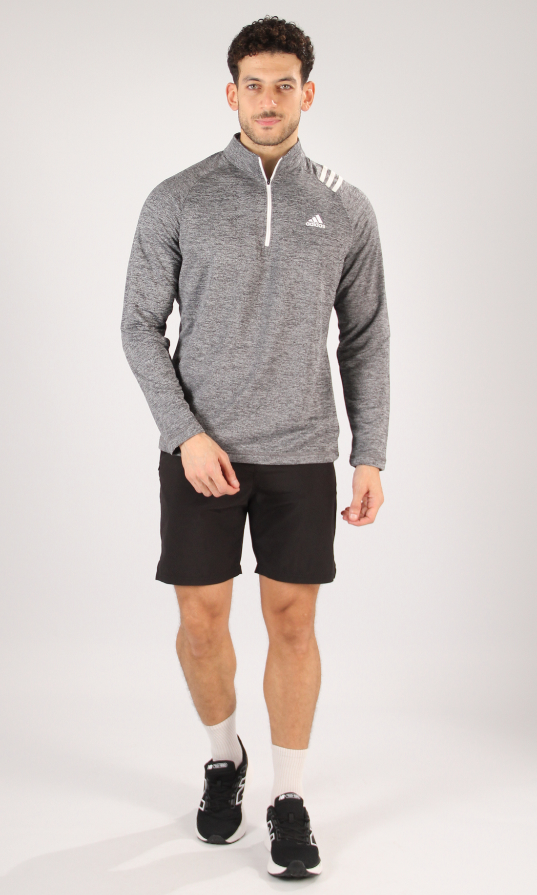 Men's grey half zip golf pullover, product photo