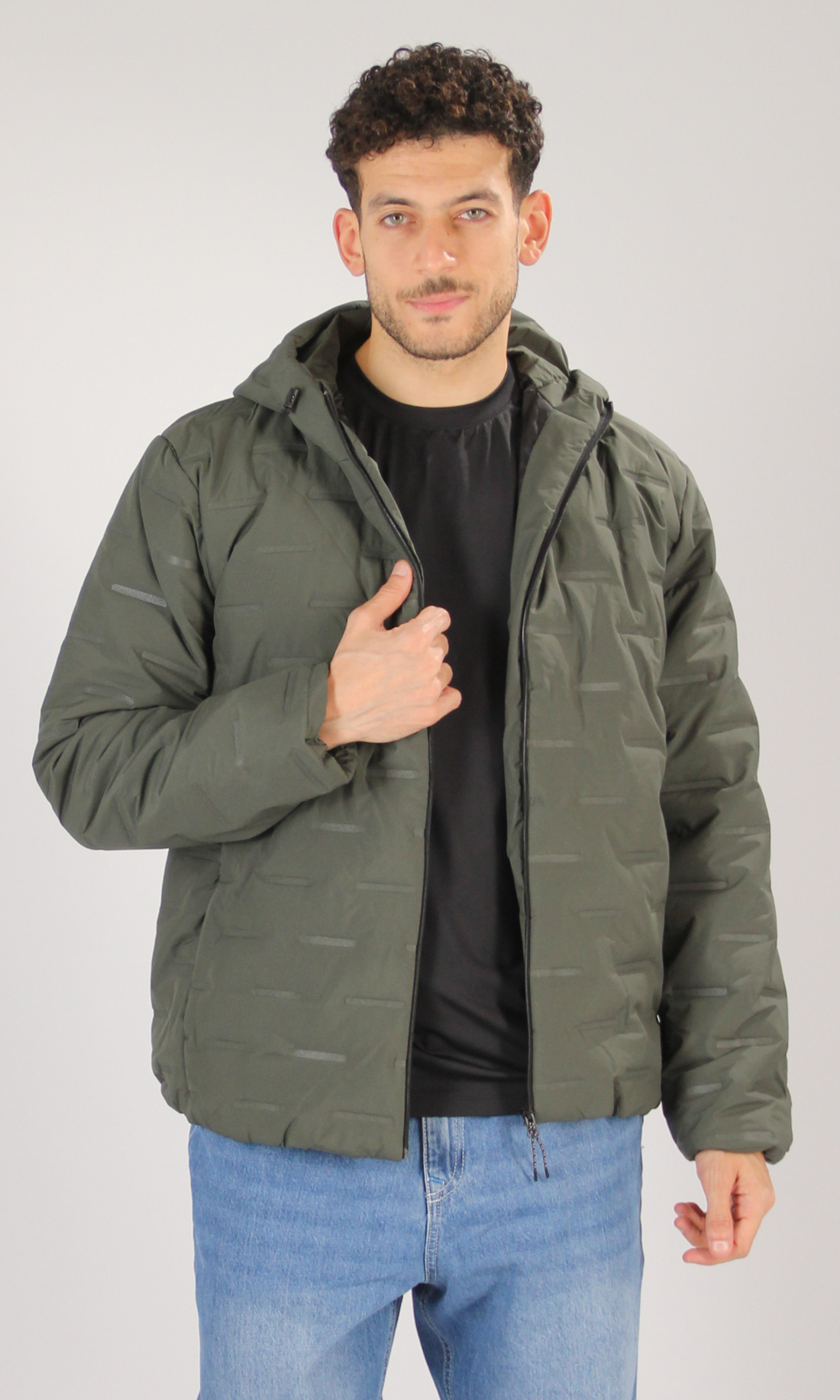 Hooded Puffer Jacket (Oil Green)