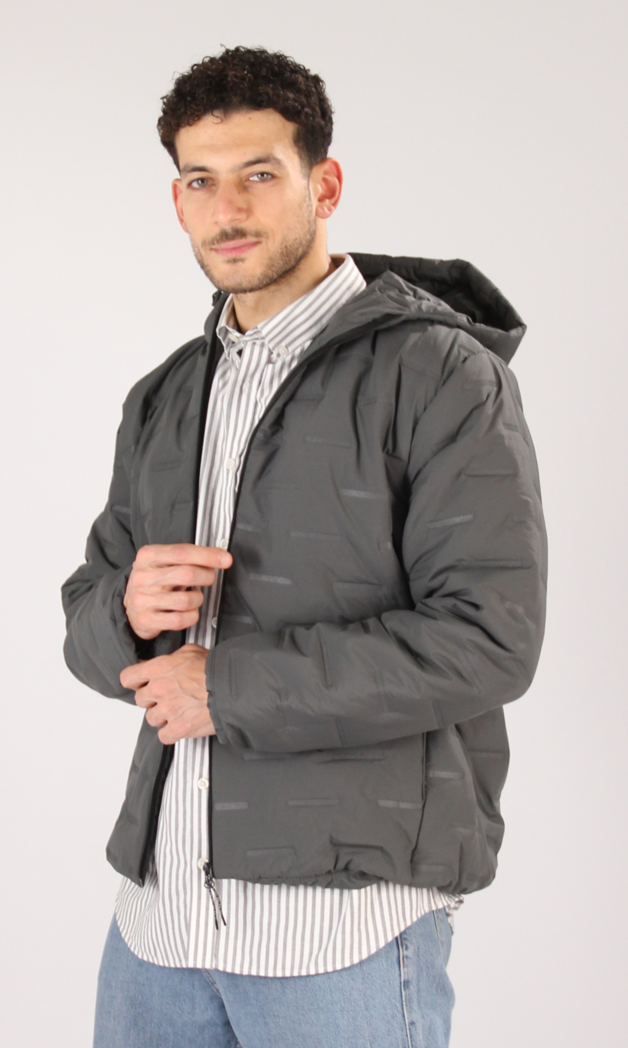 Hooded Puffer Jacket (Grey)