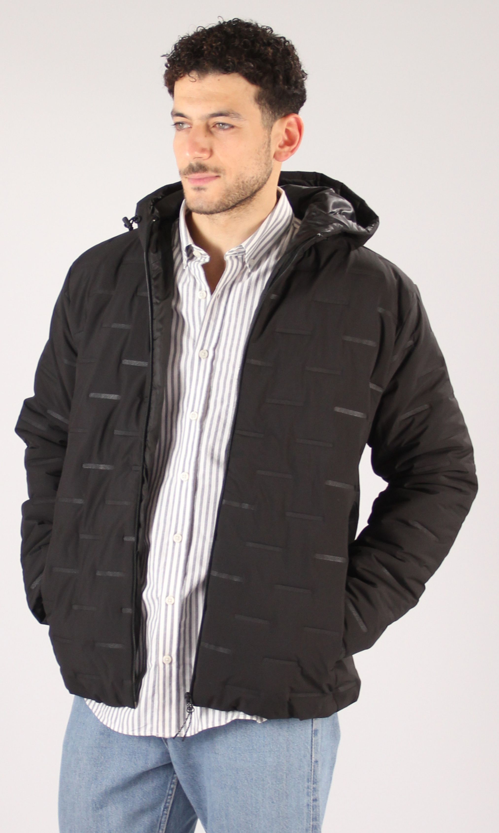 Hooded Puffer Jacket (Black)