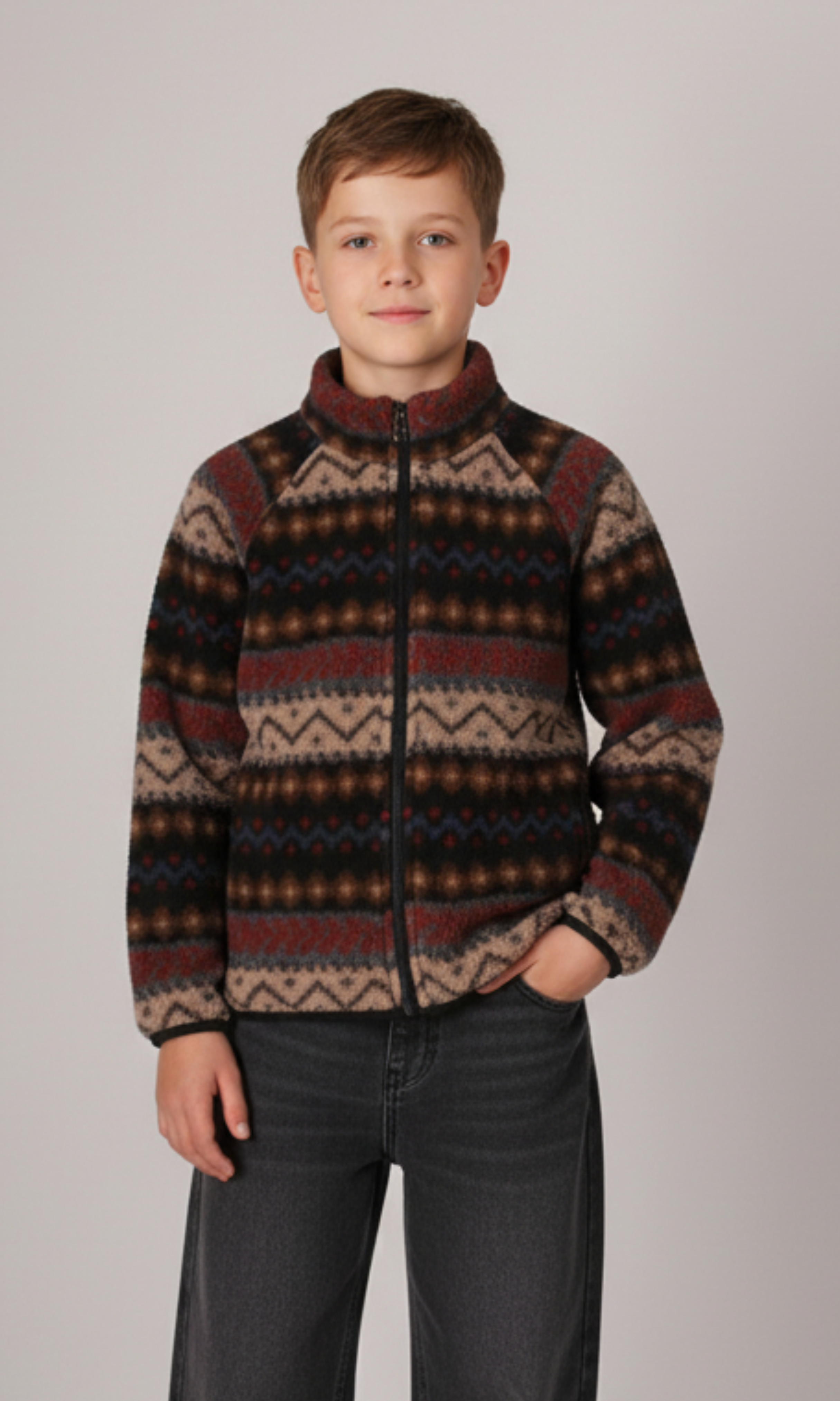 Kids Sherpa Zipp Up Sweat Shirt