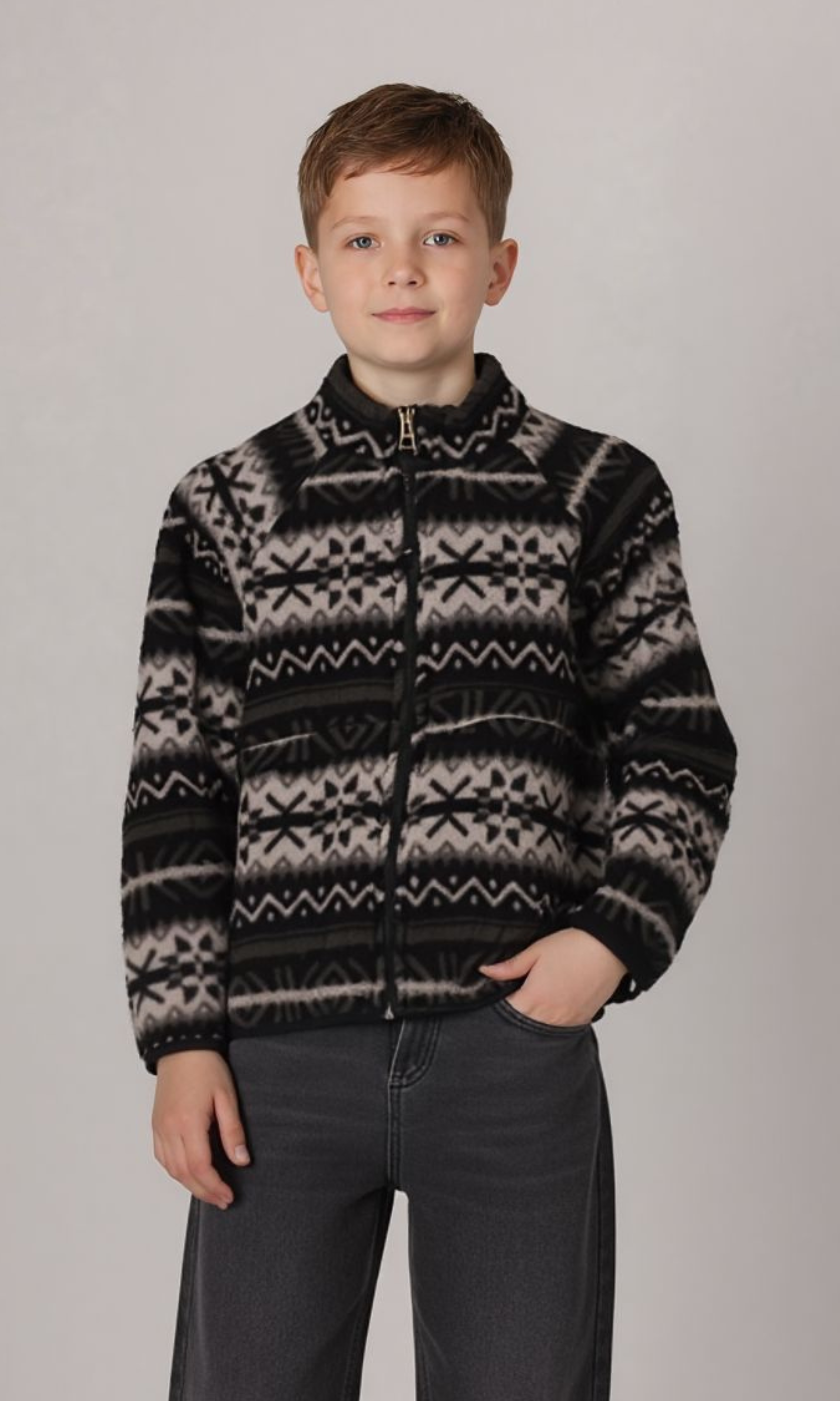 Kids Sherpa Zipp Up Sweat Shirt