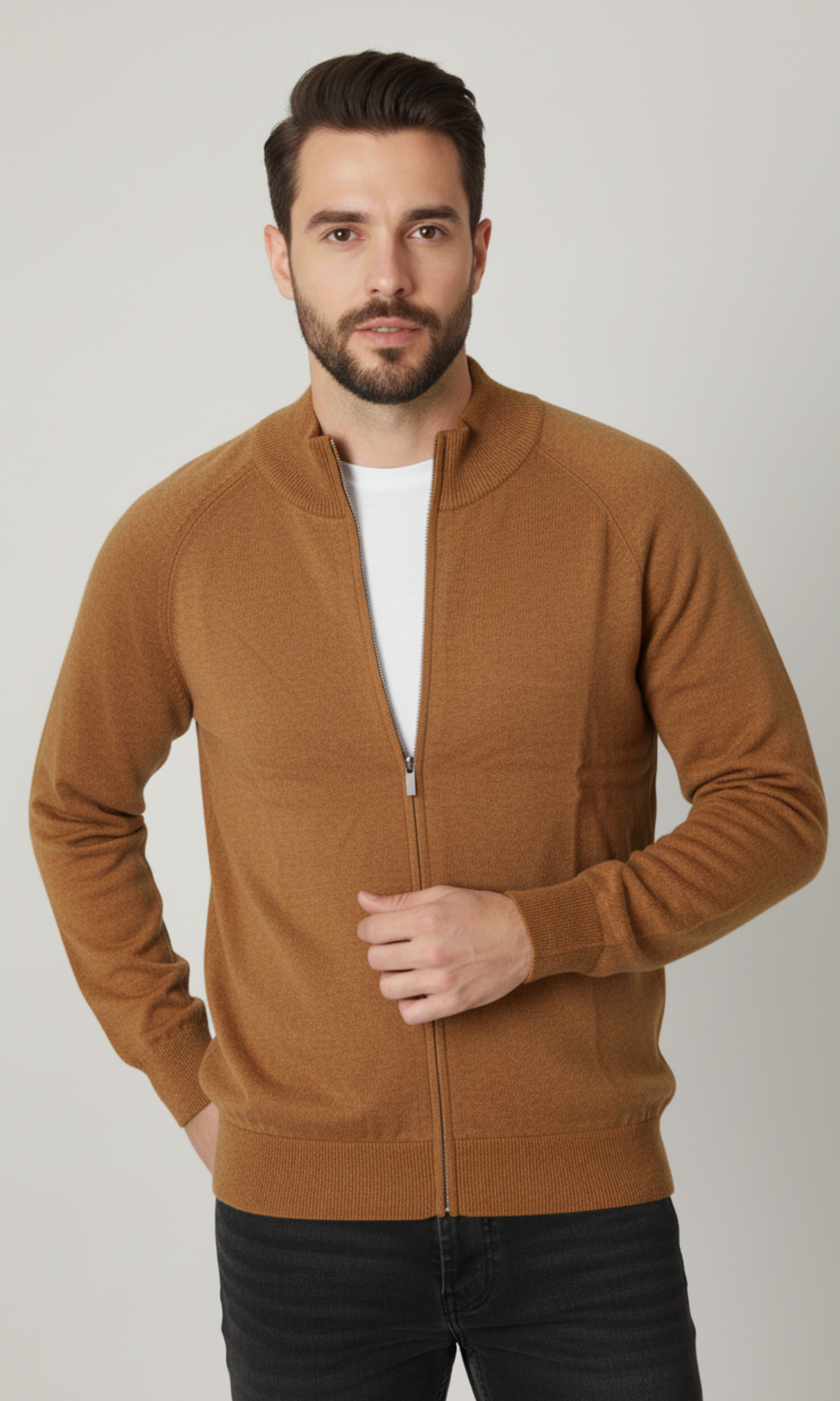 Men Textured Zip Through Jacket