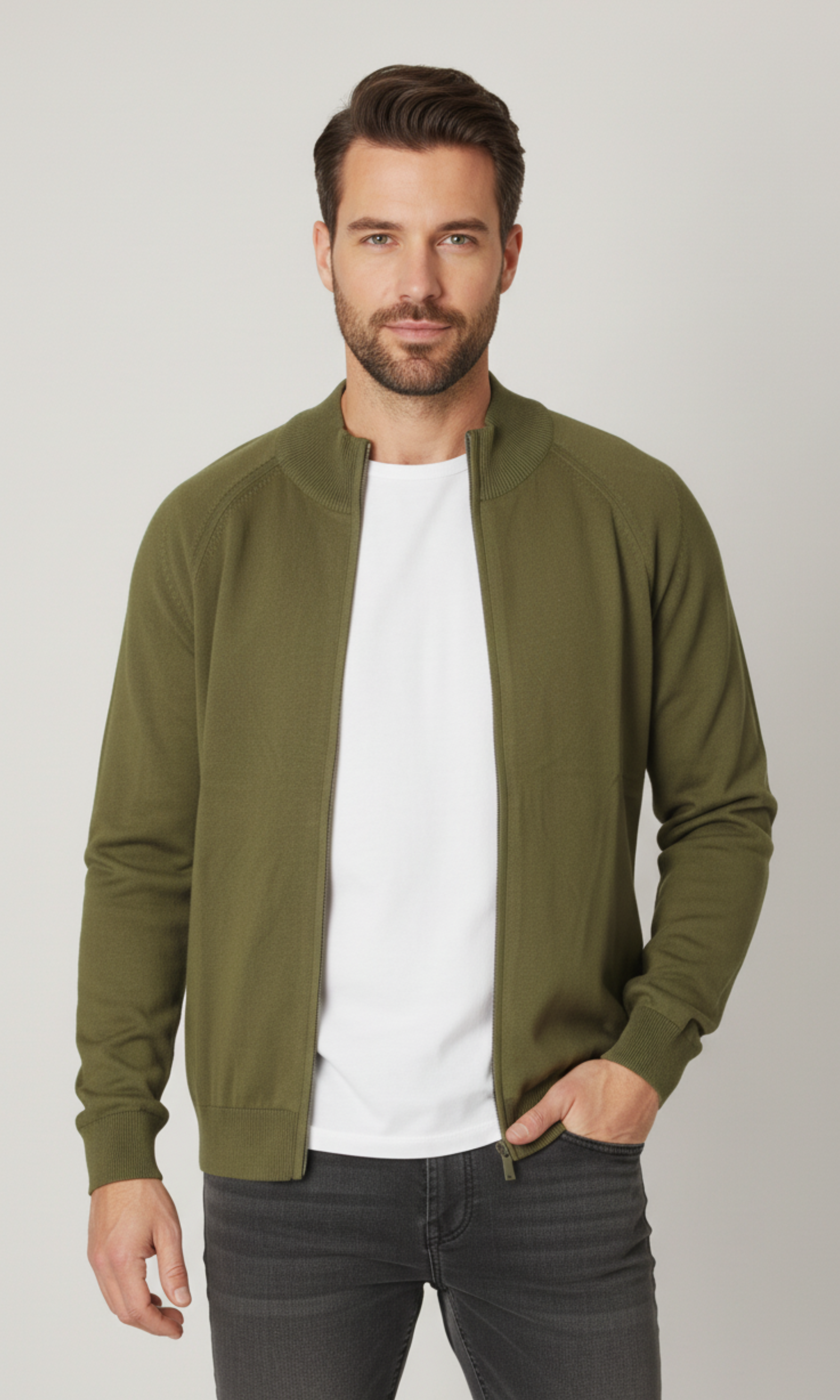 Men Textured Zip Through Jacket