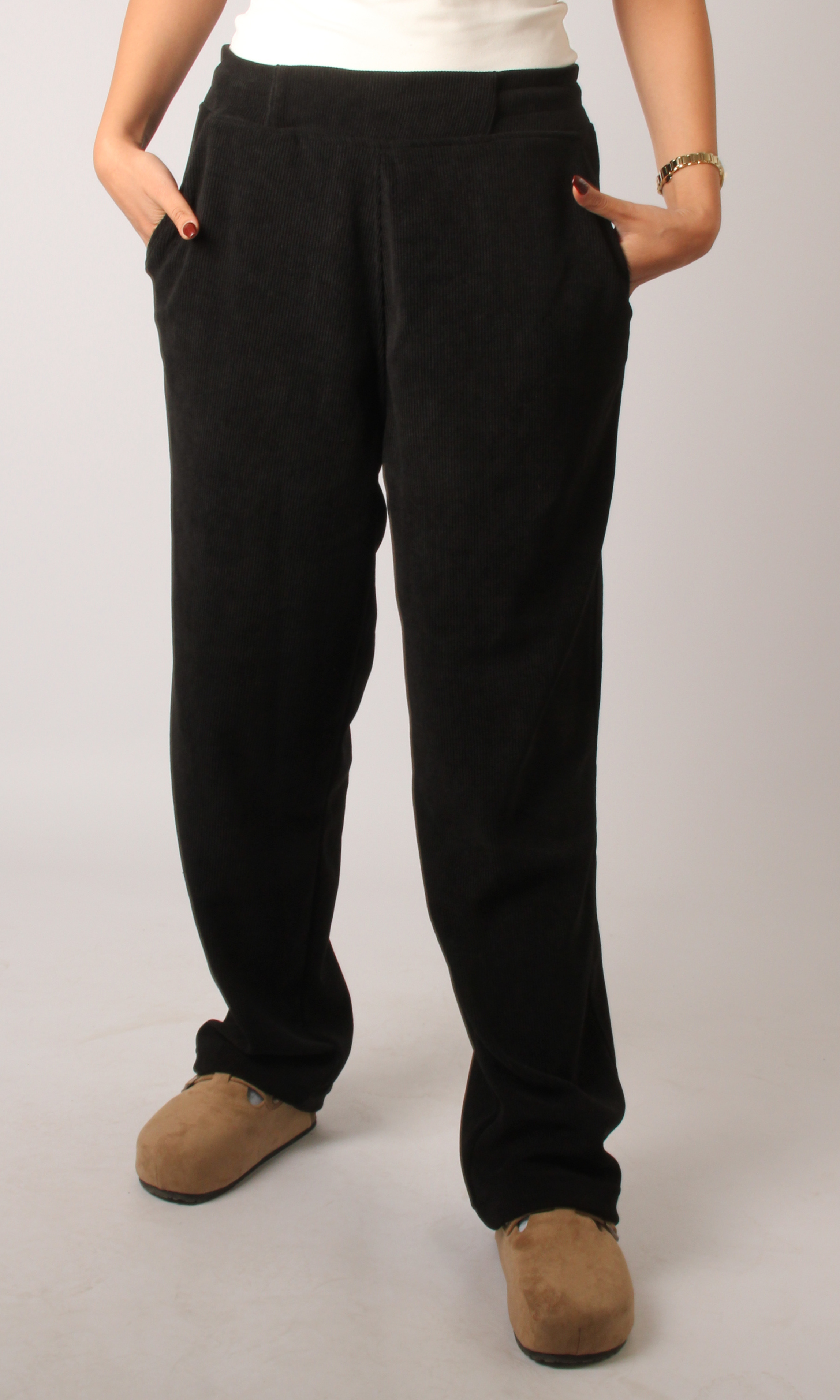 NUT Women Tied Elastic High Waist Velvet Pants