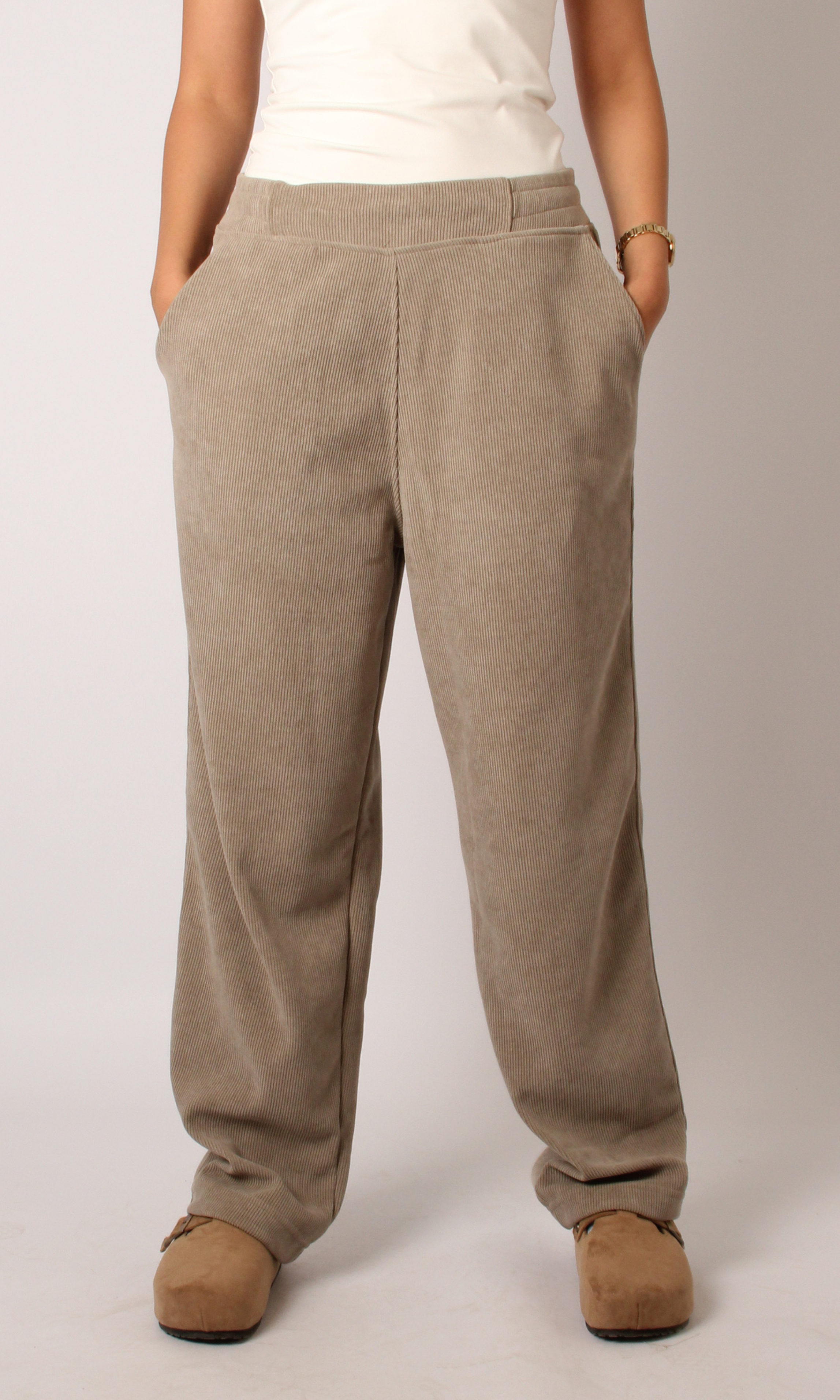 NUT Women Tied Elastic High Waist Velvet Pants