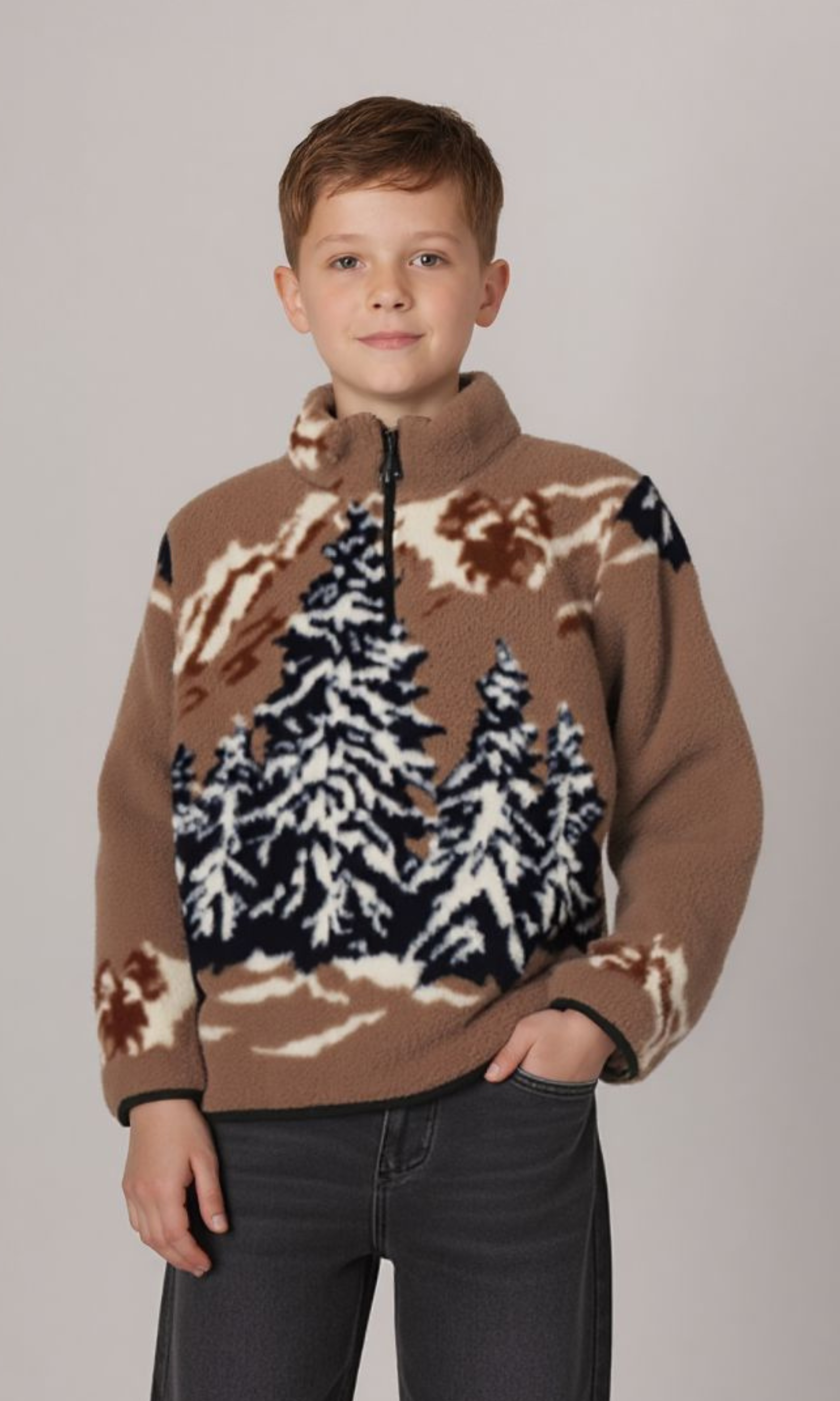 Kids Sherpa Sweatshirt Half Zipper