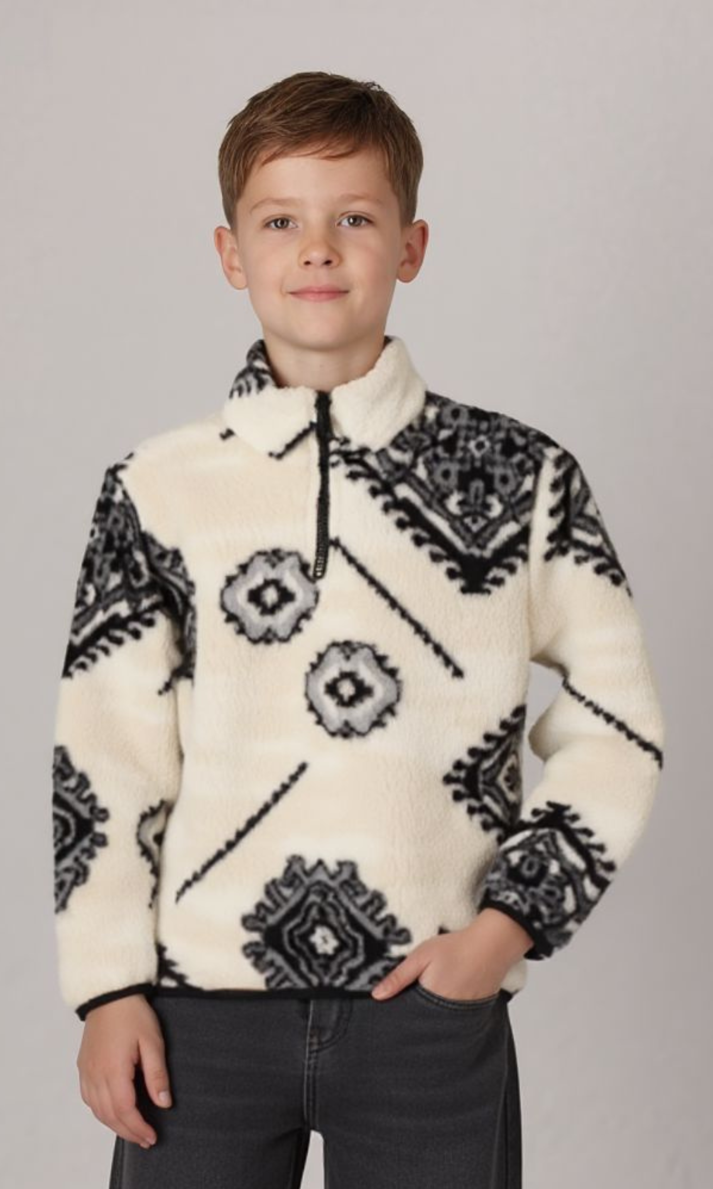 Kids Sherpa Sweatshirt Half Zipper