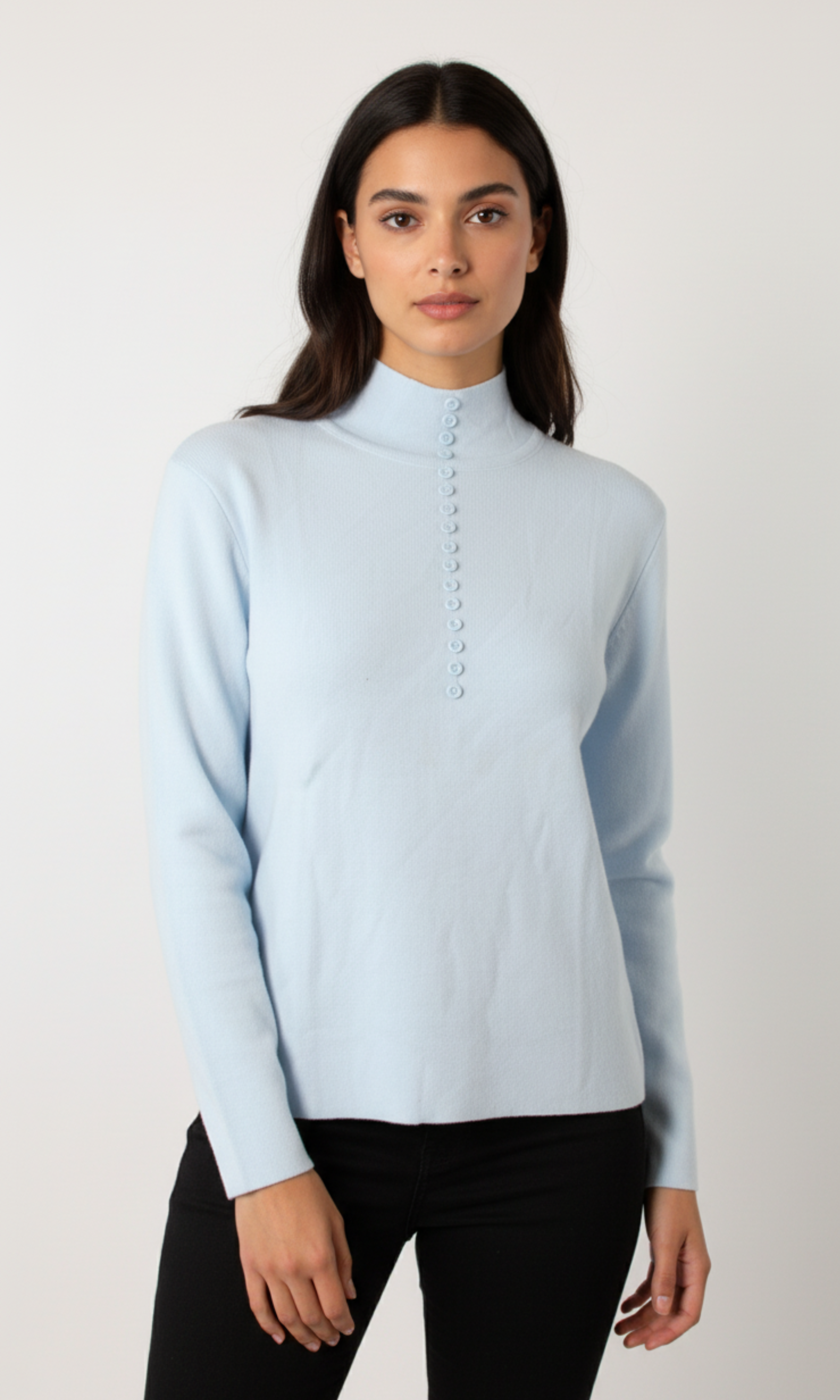 Women Button Turtleneck Sweater Regular Fit