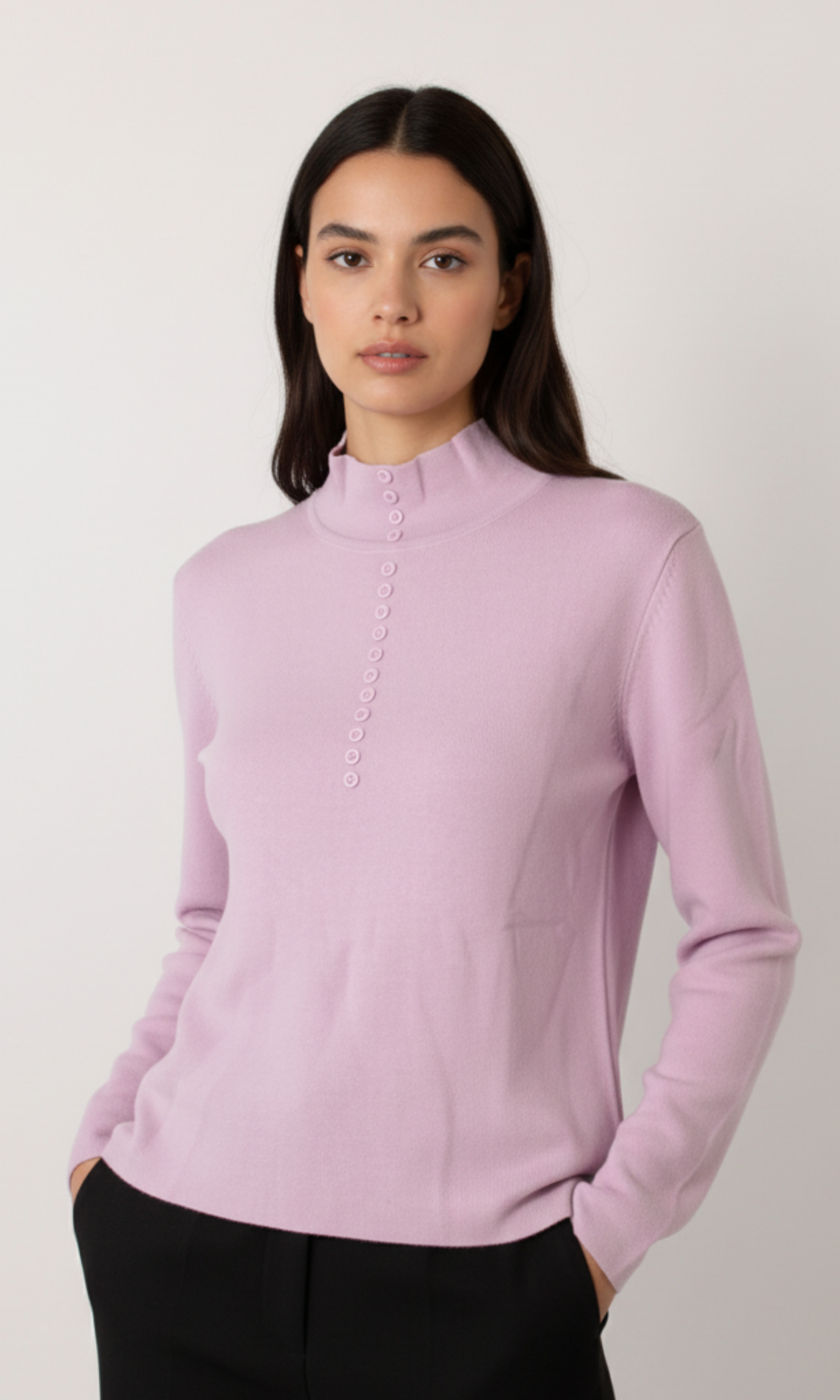 Women Button Turtleneck Sweater Regular Fit