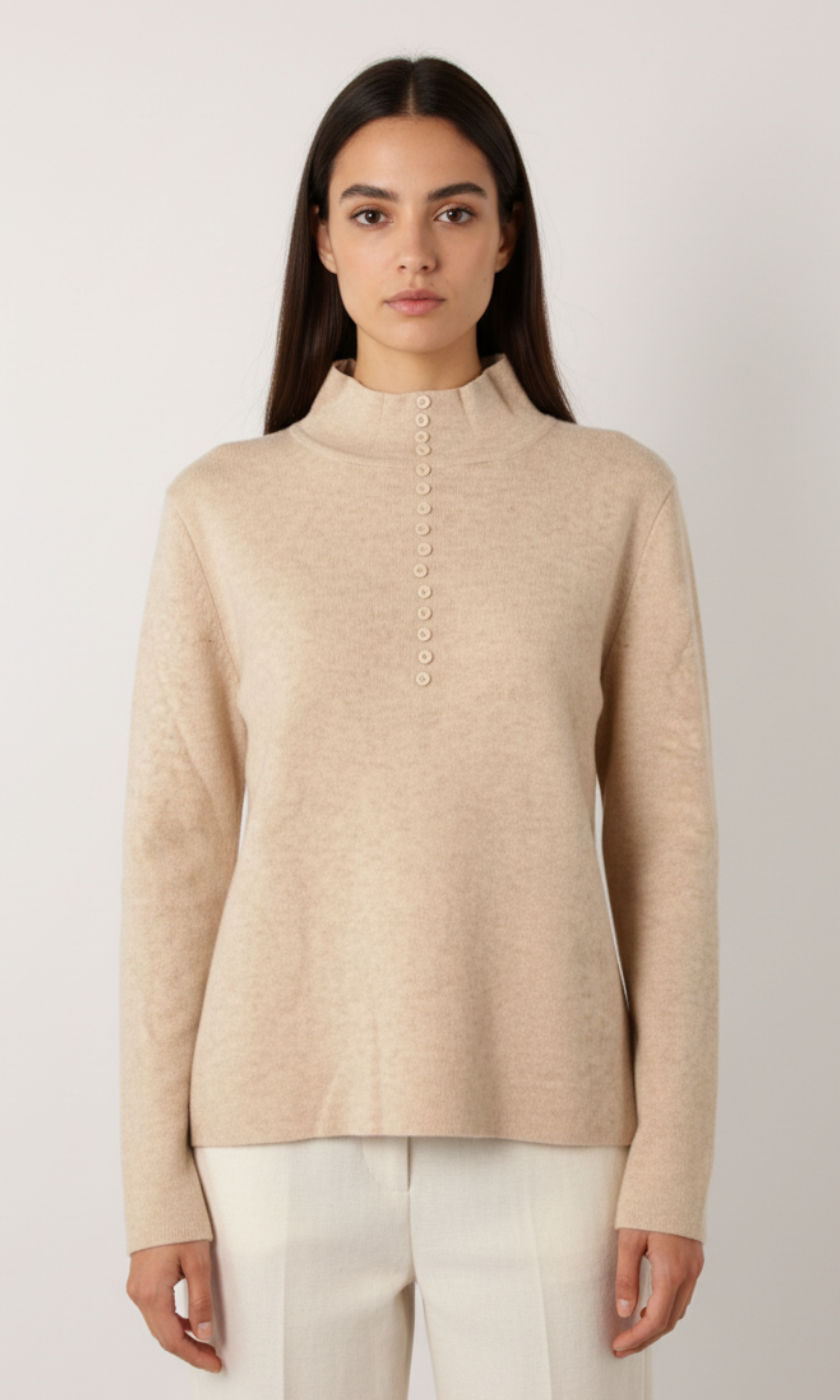 Women Button Turtleneck Sweater Regular Fit