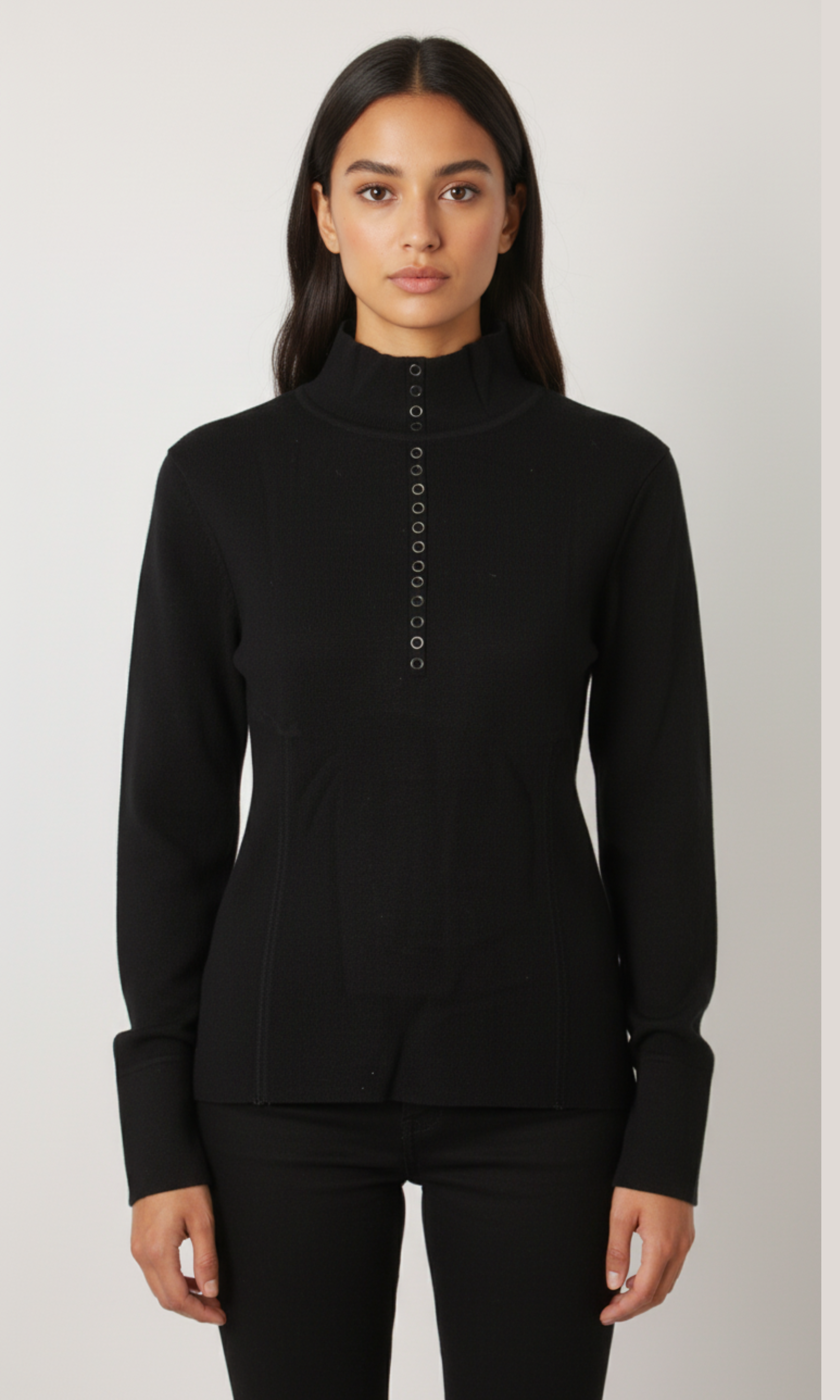 Women Button Turtleneck Sweater Regular Fit