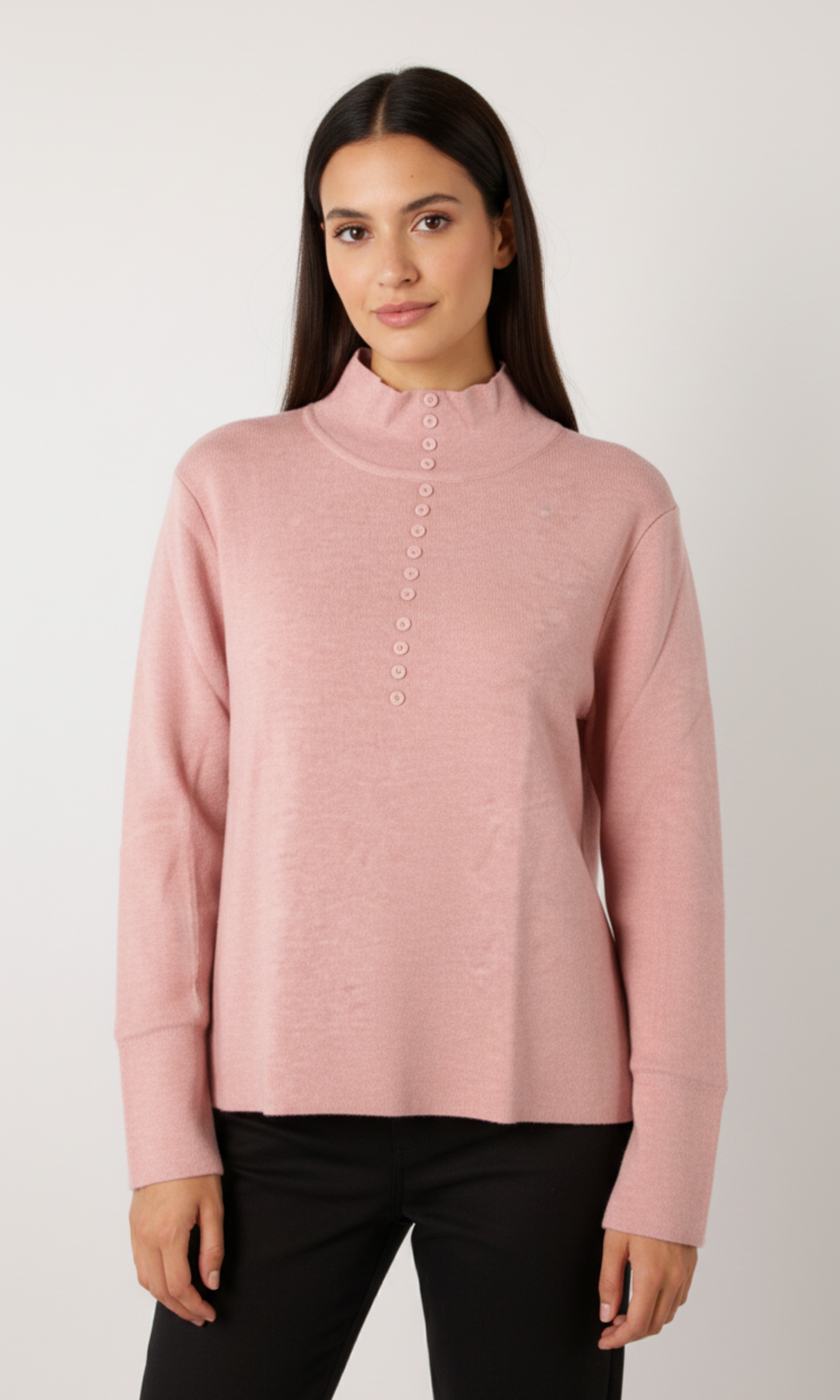 Women Button Turtleneck Sweater Regular Fit