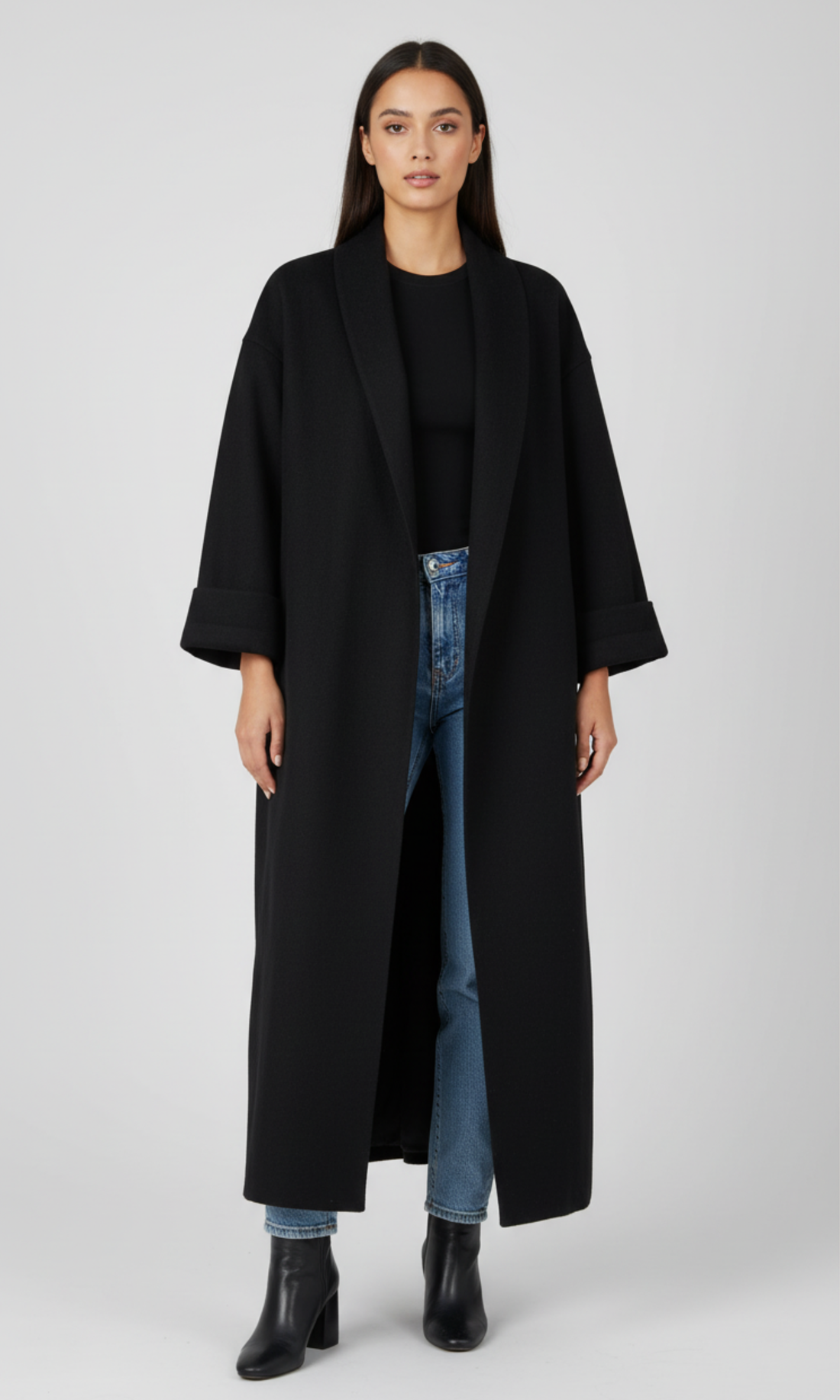 Women Long Open Front Coat