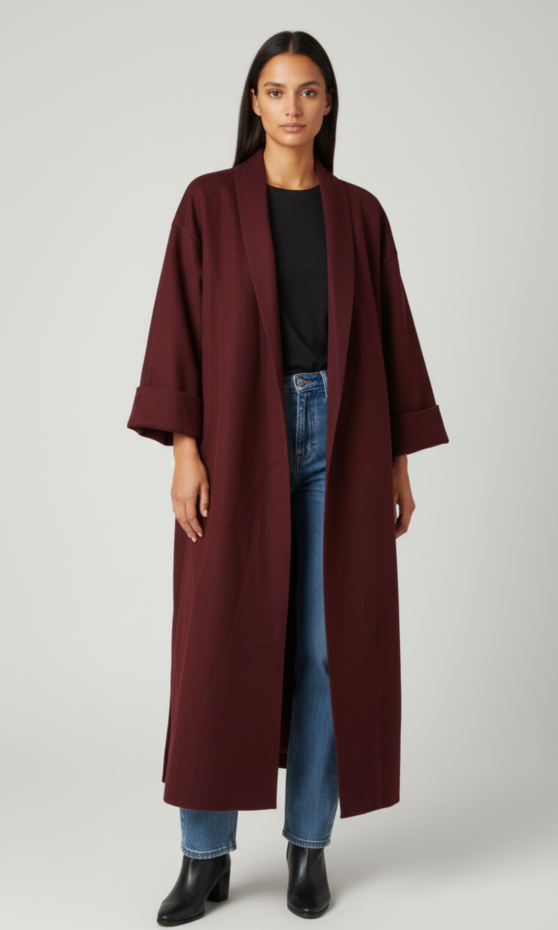 Women Long Open Front Coat