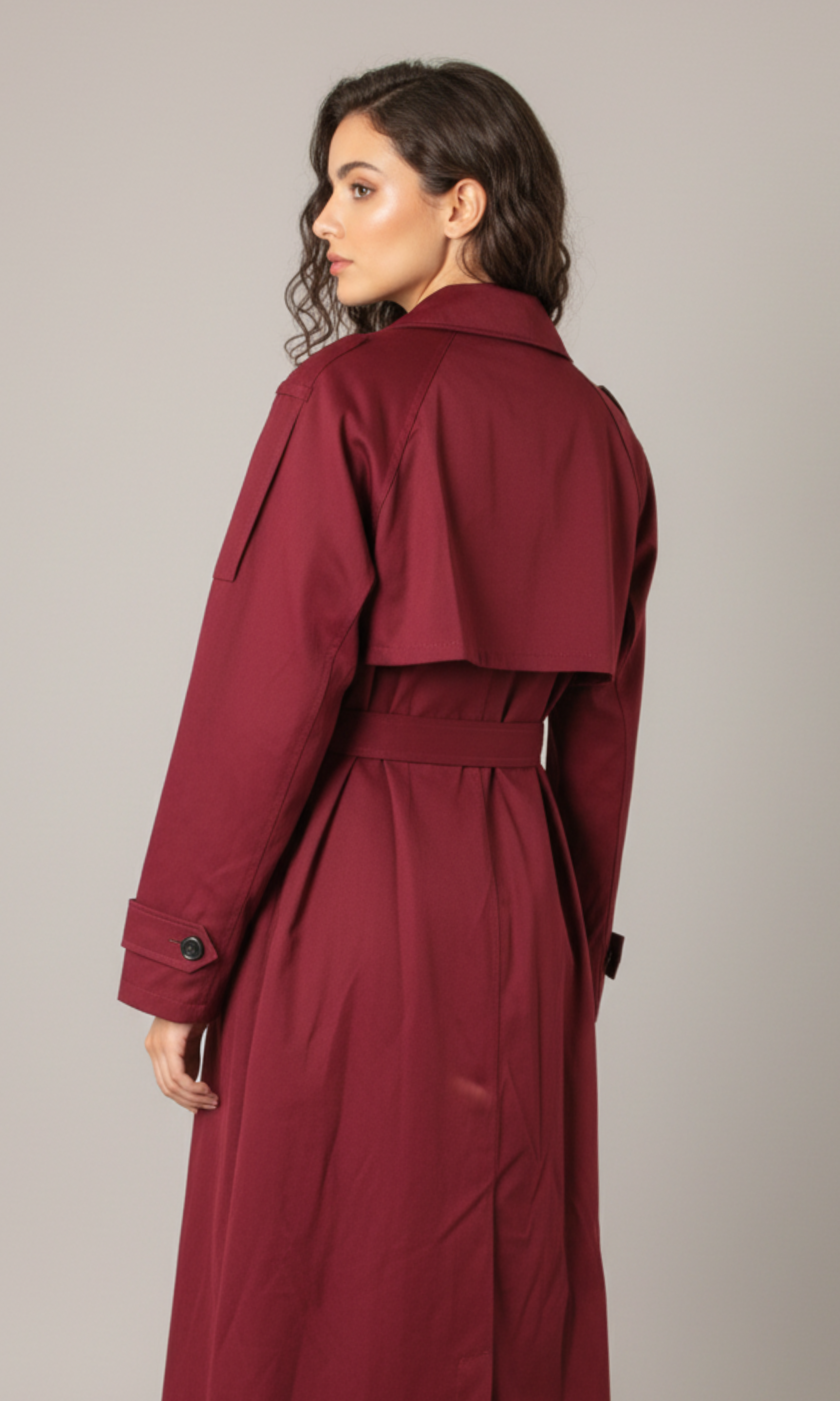 Women Waist Belted Trench Coat