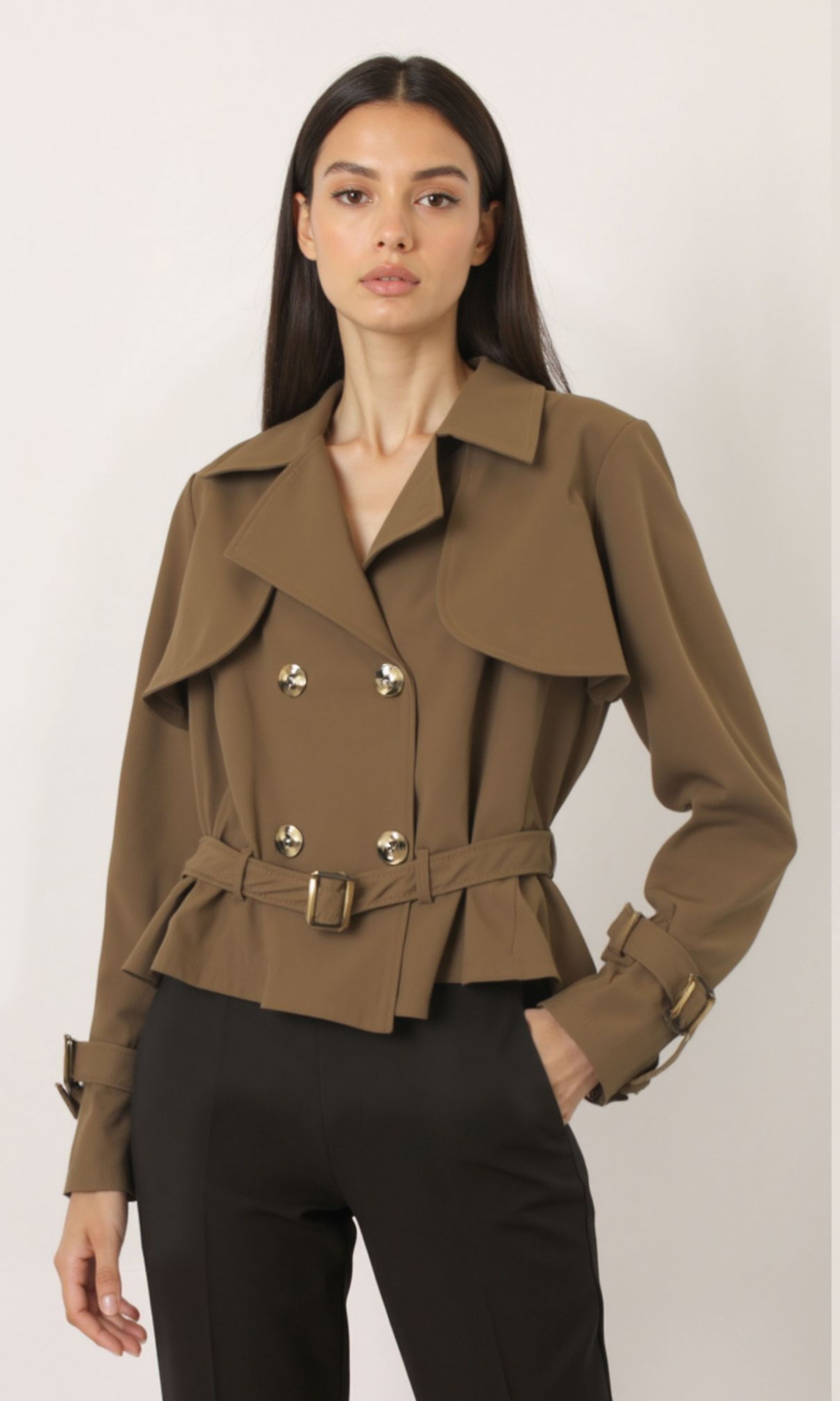 Women Cropped Trench Coat