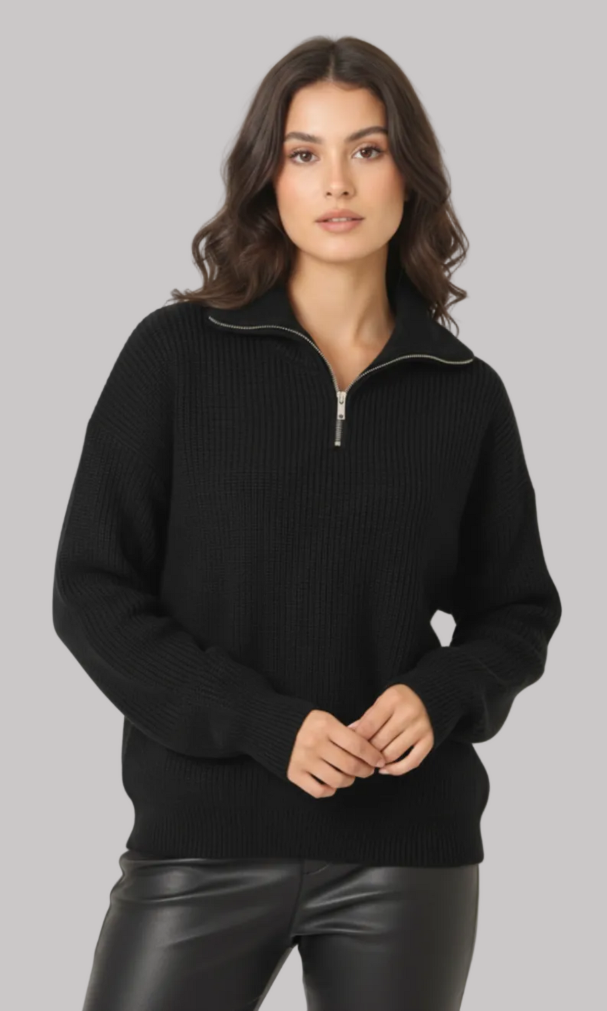 Women Half Zip Knit Sweater