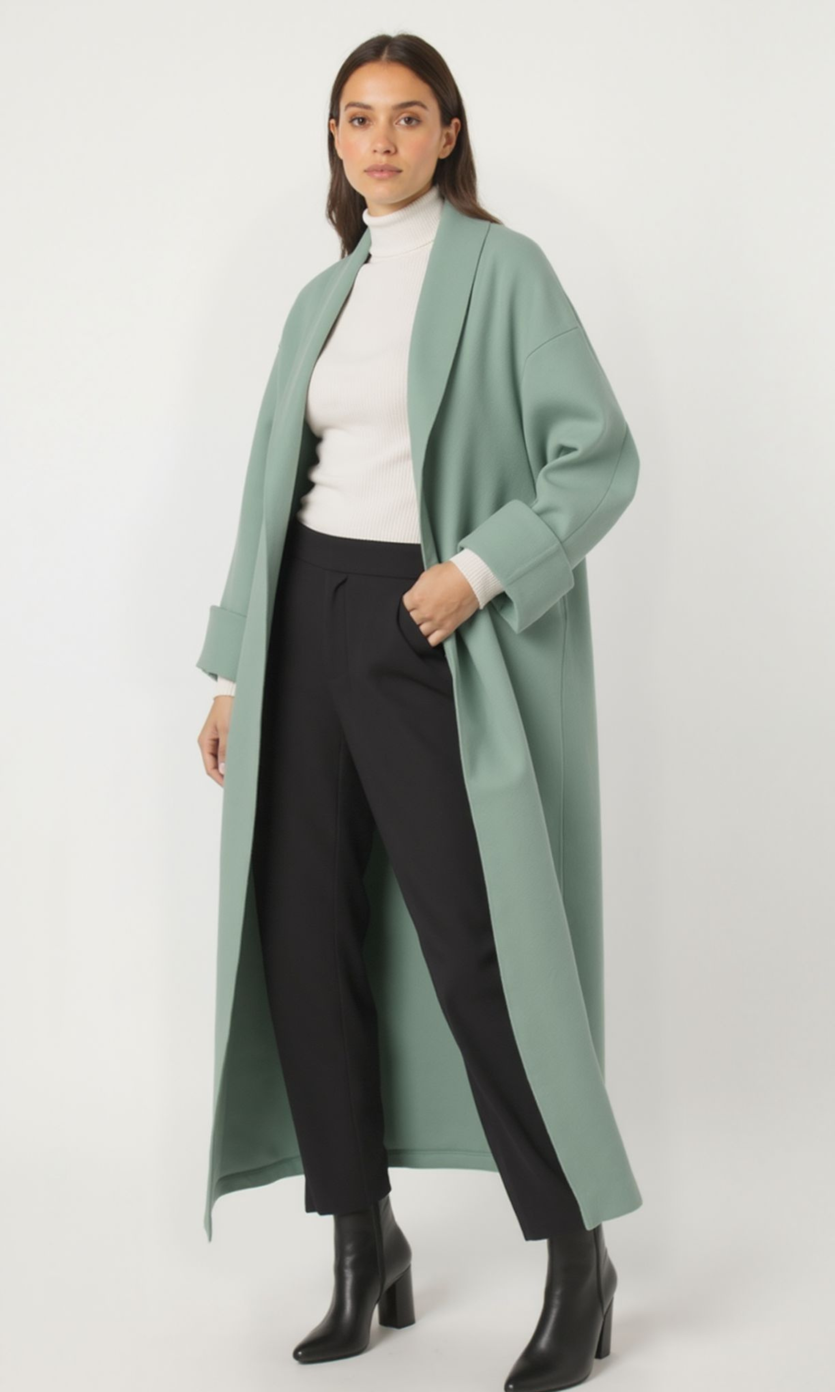 Women Long Open Front Coat