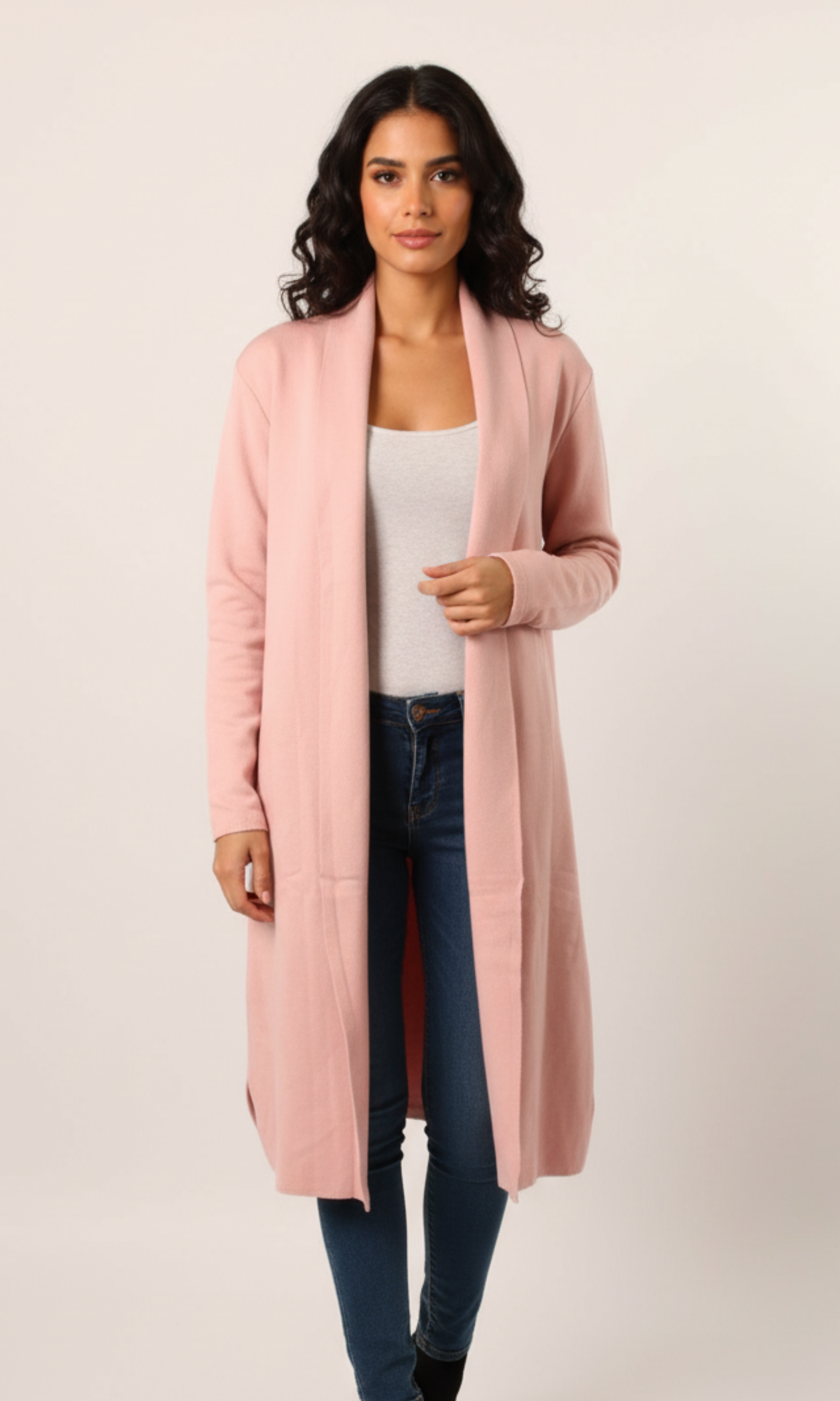 Women Cotton Open-front Cardigan
