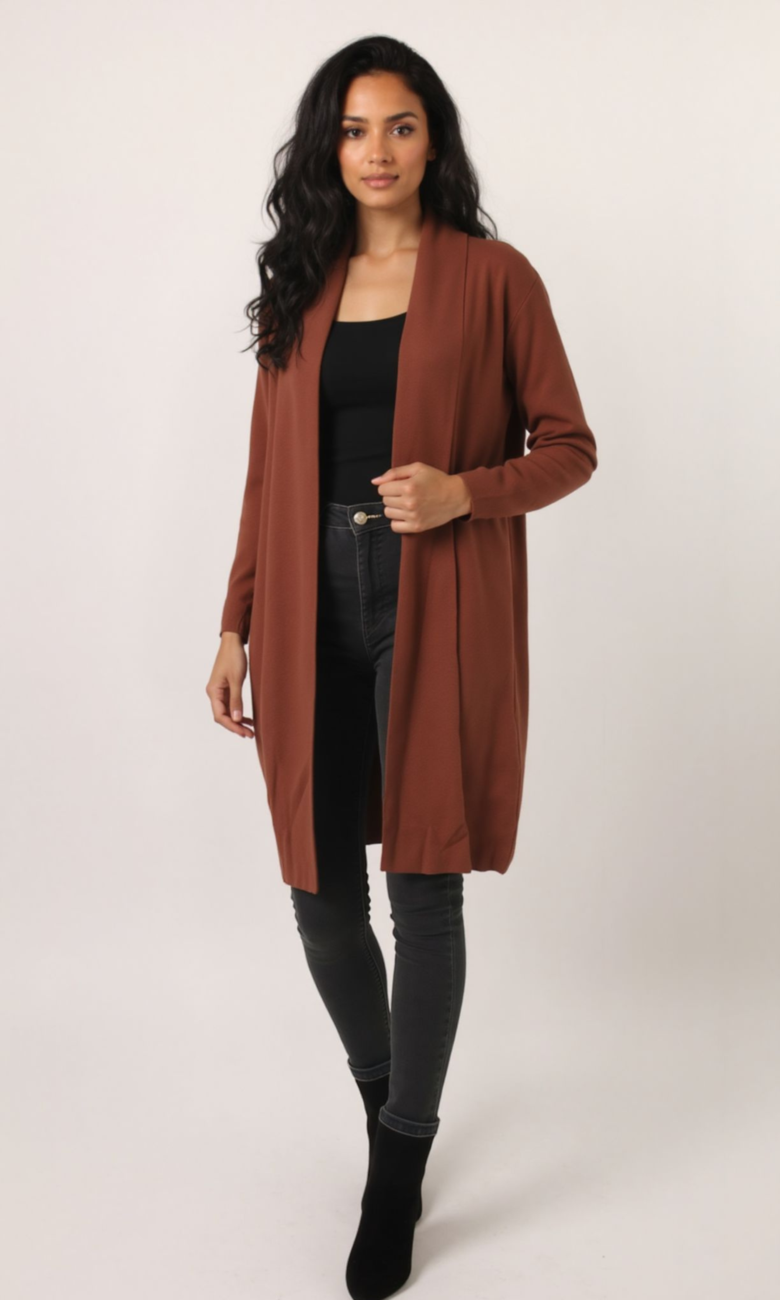 Women Cotton Open-front Cardigan