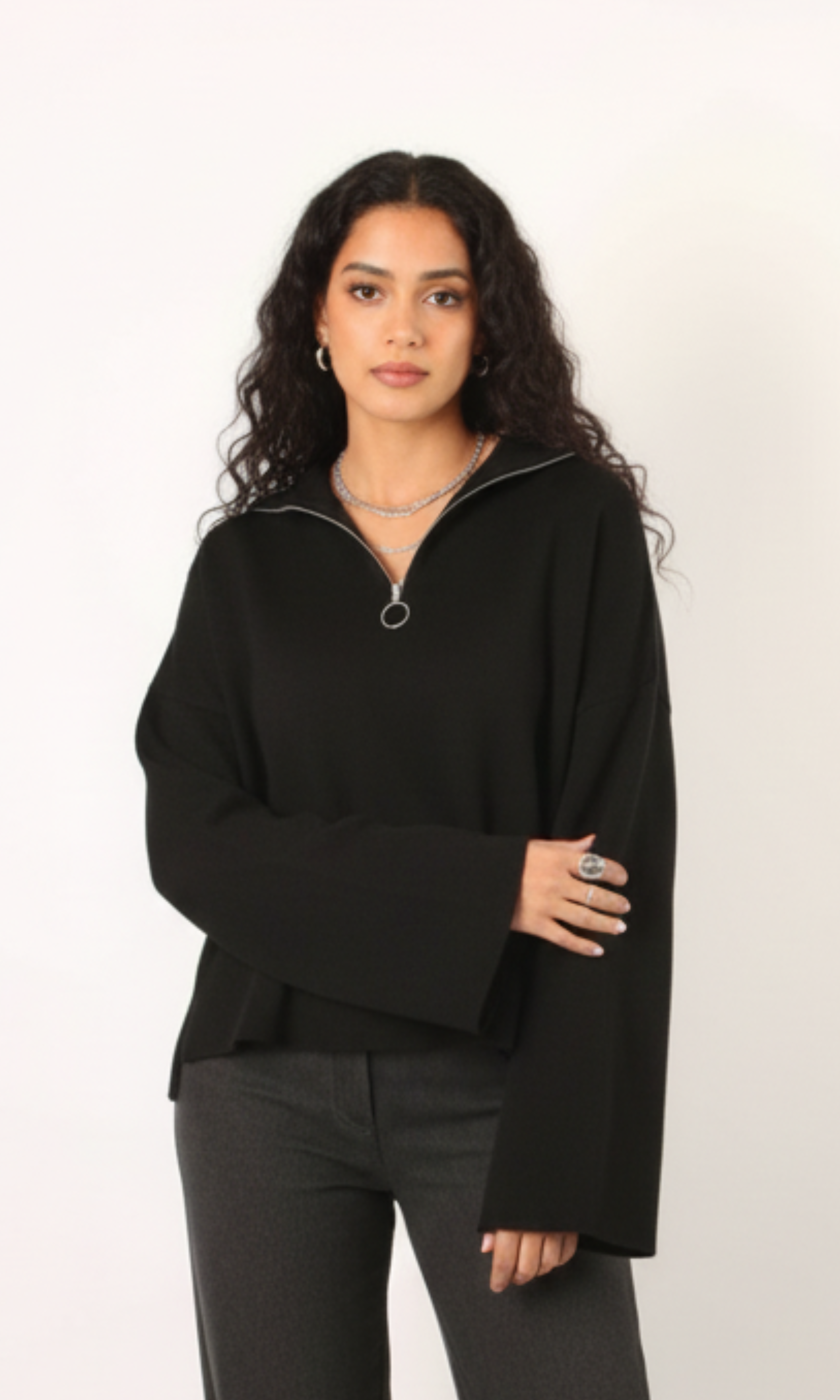 Women Quarter-Zip Sweater Regular Fit