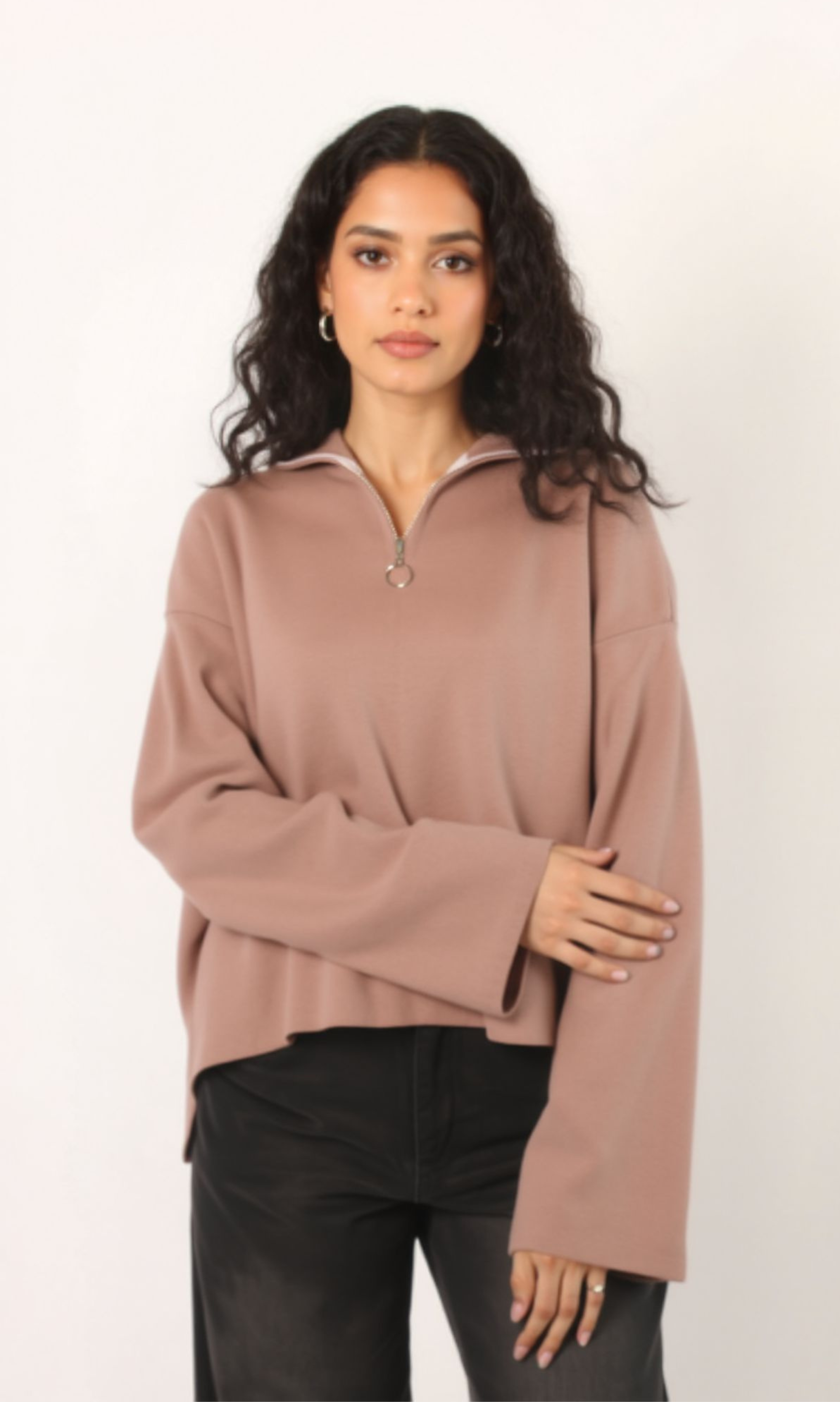 Women Quarter-Zip Sweater Regular Fit