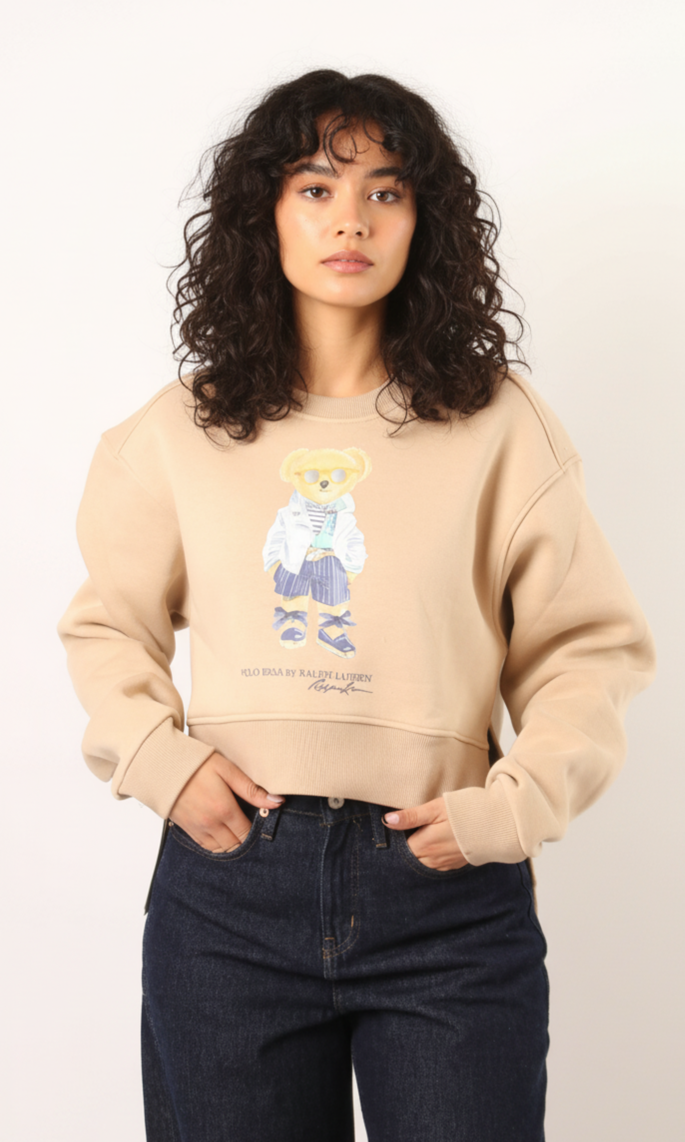Women Crew Neck Cropped Sweatshirt