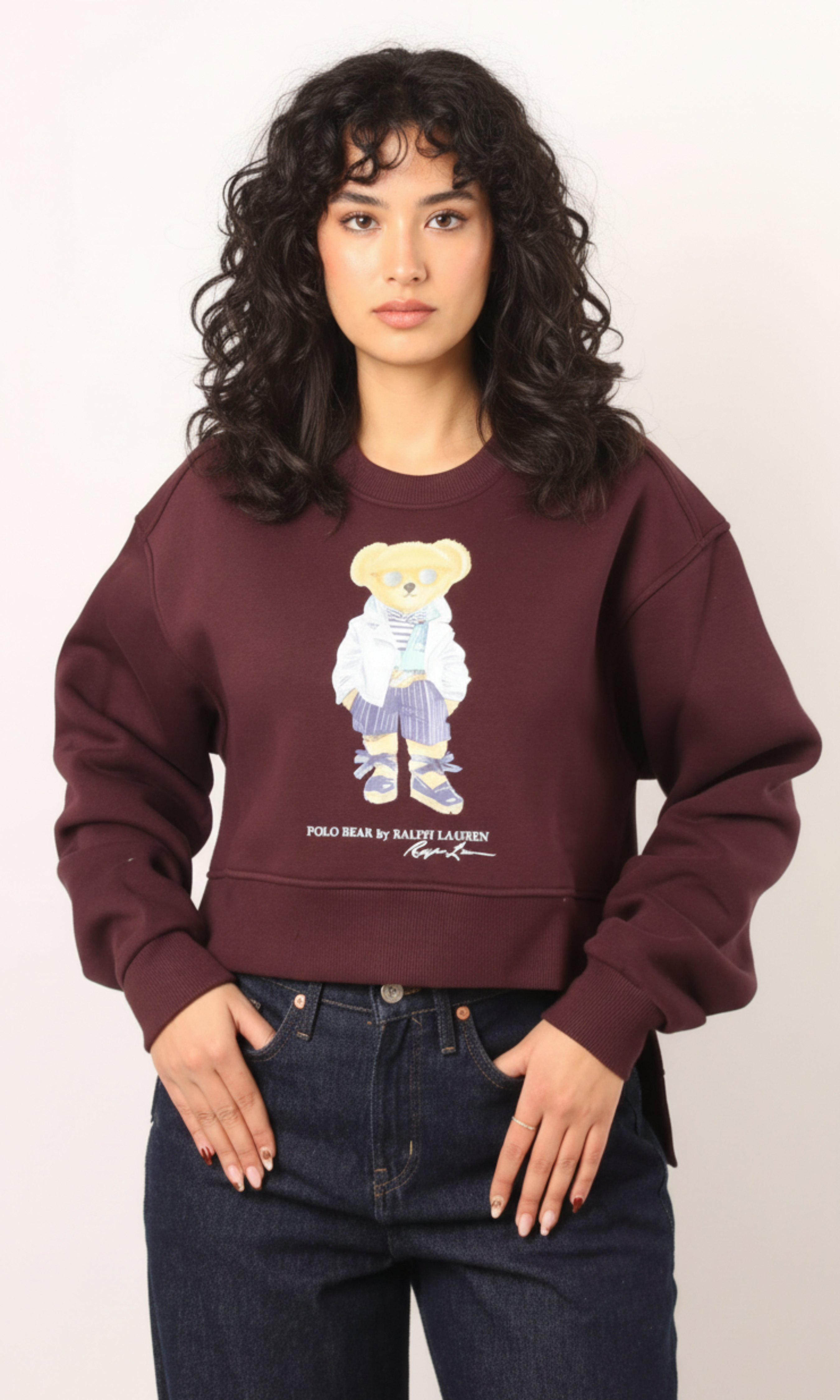 Women Crew Neck Cropped Sweatshirt