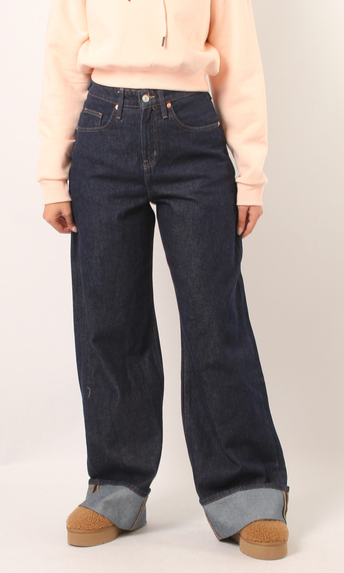 Women Cuffed Wide Leg Jeans